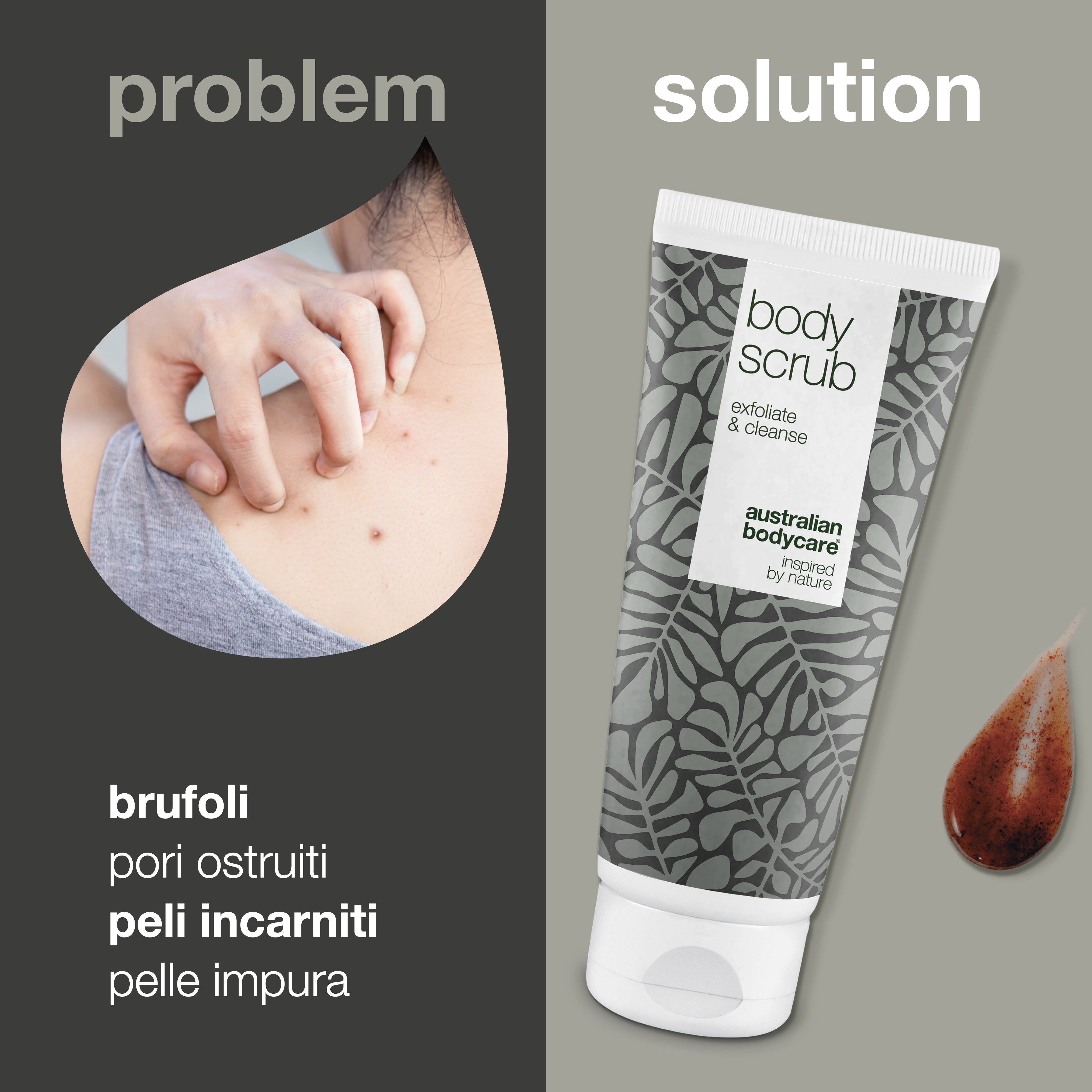 Scrub corpo esfoliante al tea tree per macchie e pelle congestionata - Scrub per la pulizia profonda con olio di tea tree naturale al 100%, anche per uso intimo
