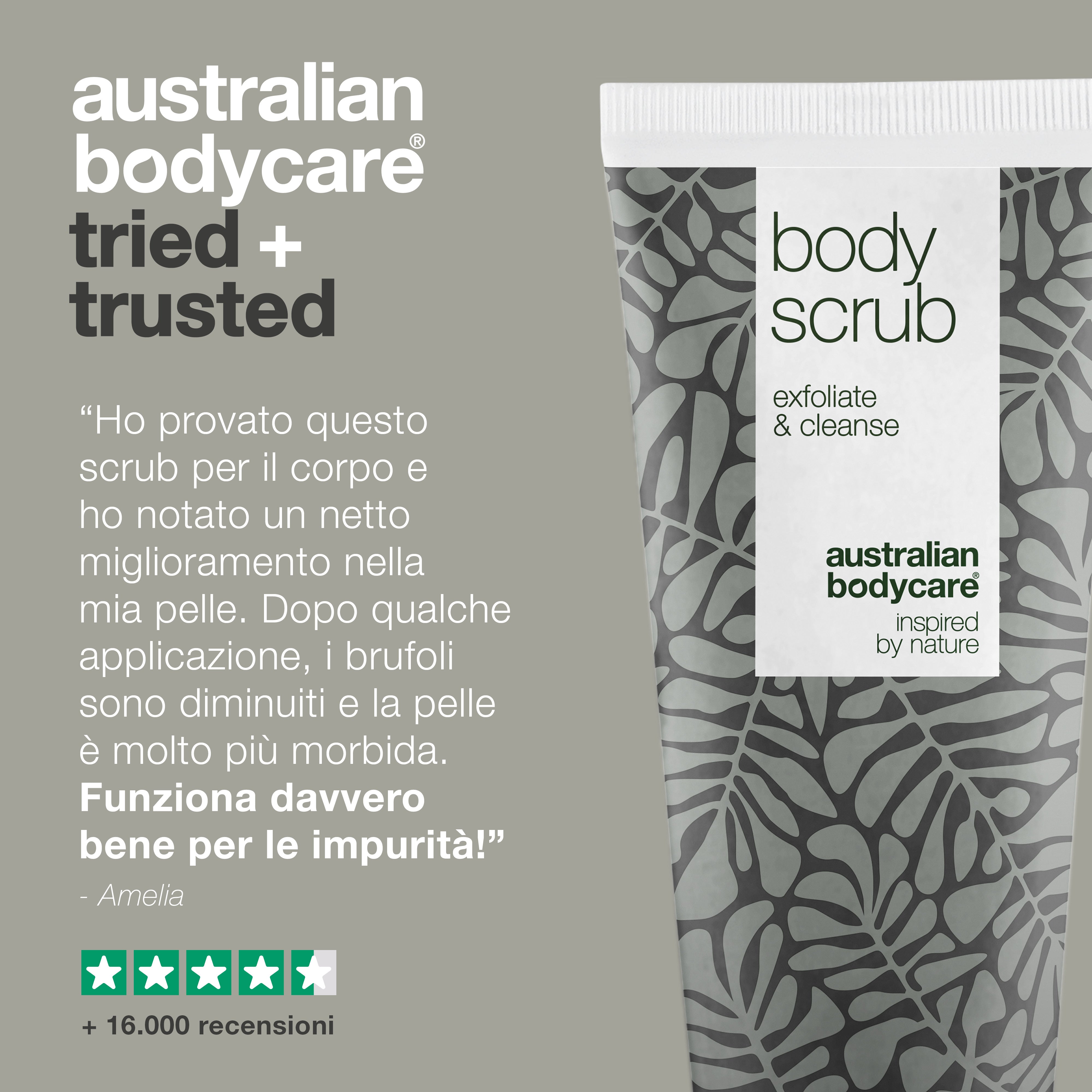 Scrub corpo esfoliante al tea tree per macchie e pelle congestionata - Scrub per la pulizia profonda con olio di tea tree naturale al 100%, anche per uso intimo