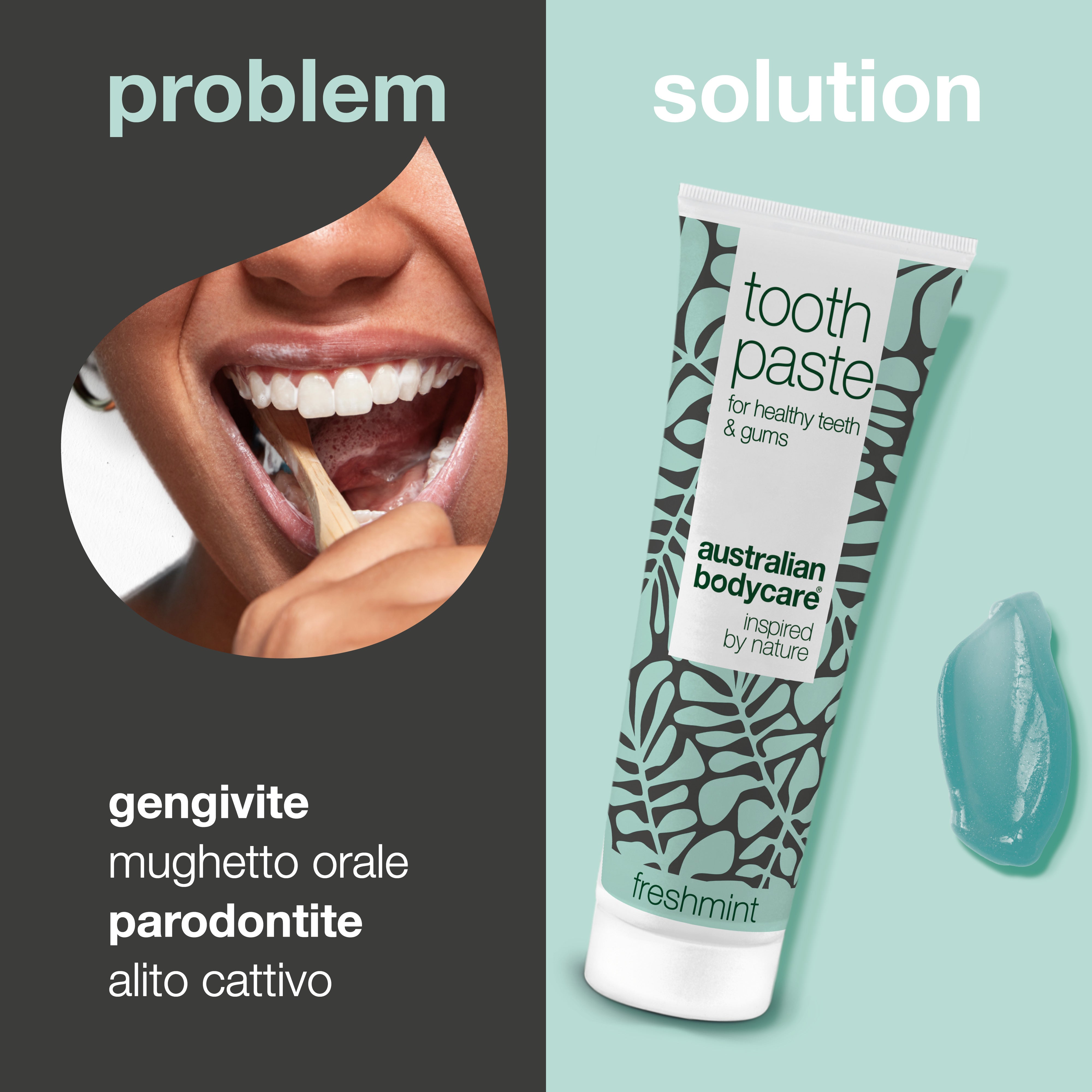 Dentifricio all'olio di melaleuca per denti e gengive sani - Per la cura quotidiana della gengivite e del mughetto