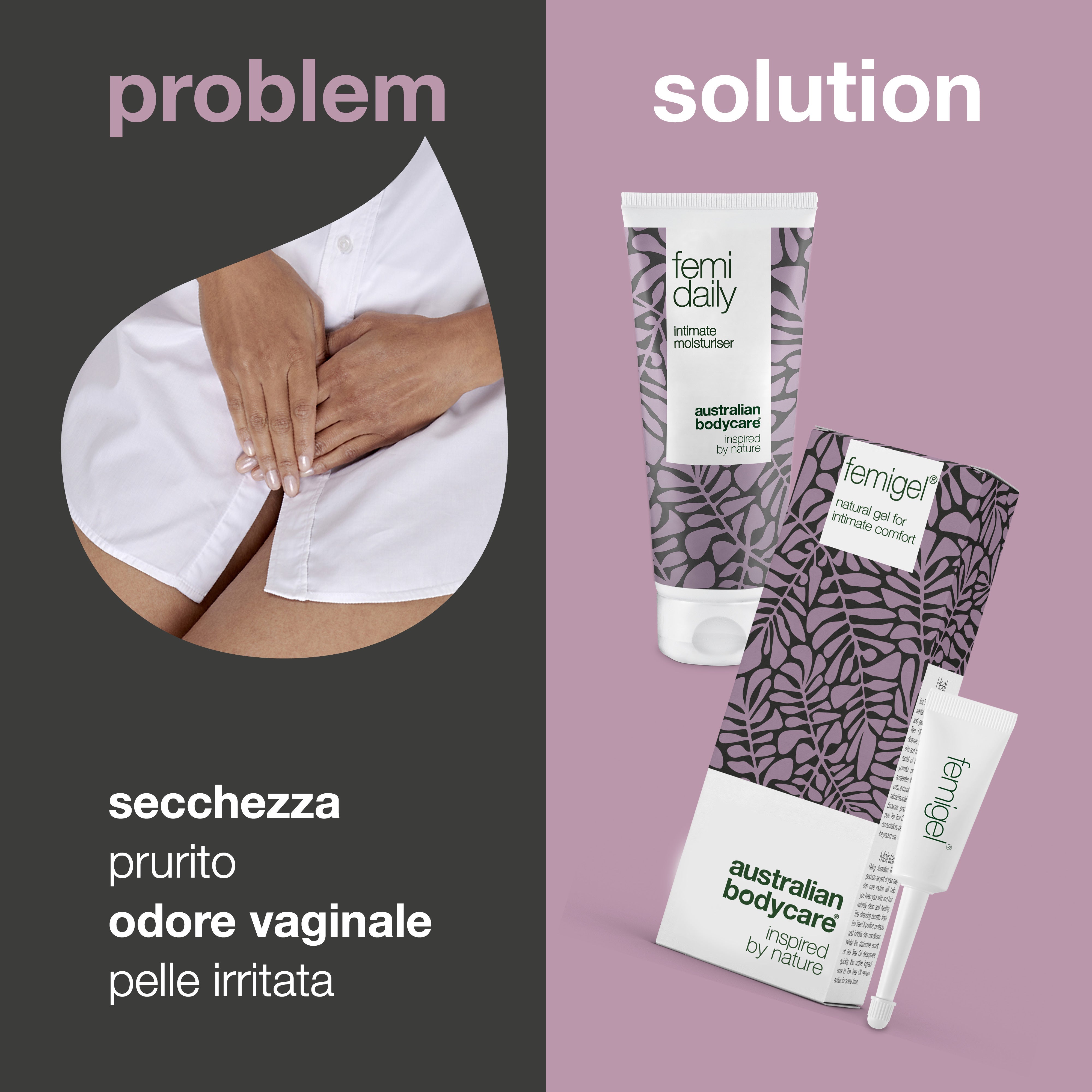 2 prodotti intimi per disturbi intimi — Prodotti intimi per secchezza vaginale, prurito genitale e odore vaginale