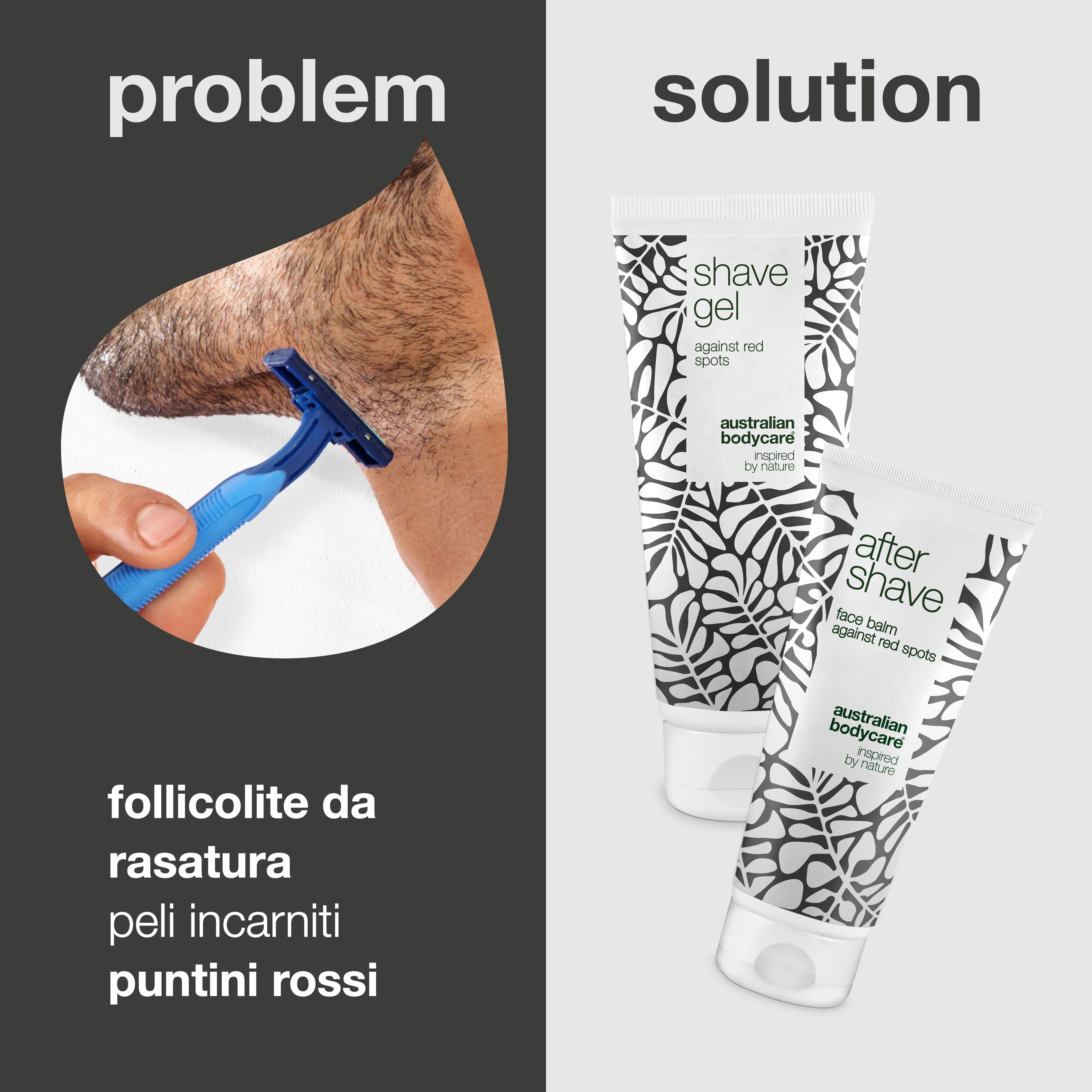 Kit per prevenire i colpi di rasoio e le irritazioni da rasatura - 2x prodotti contro peli incarniti e bruciature da rasoio