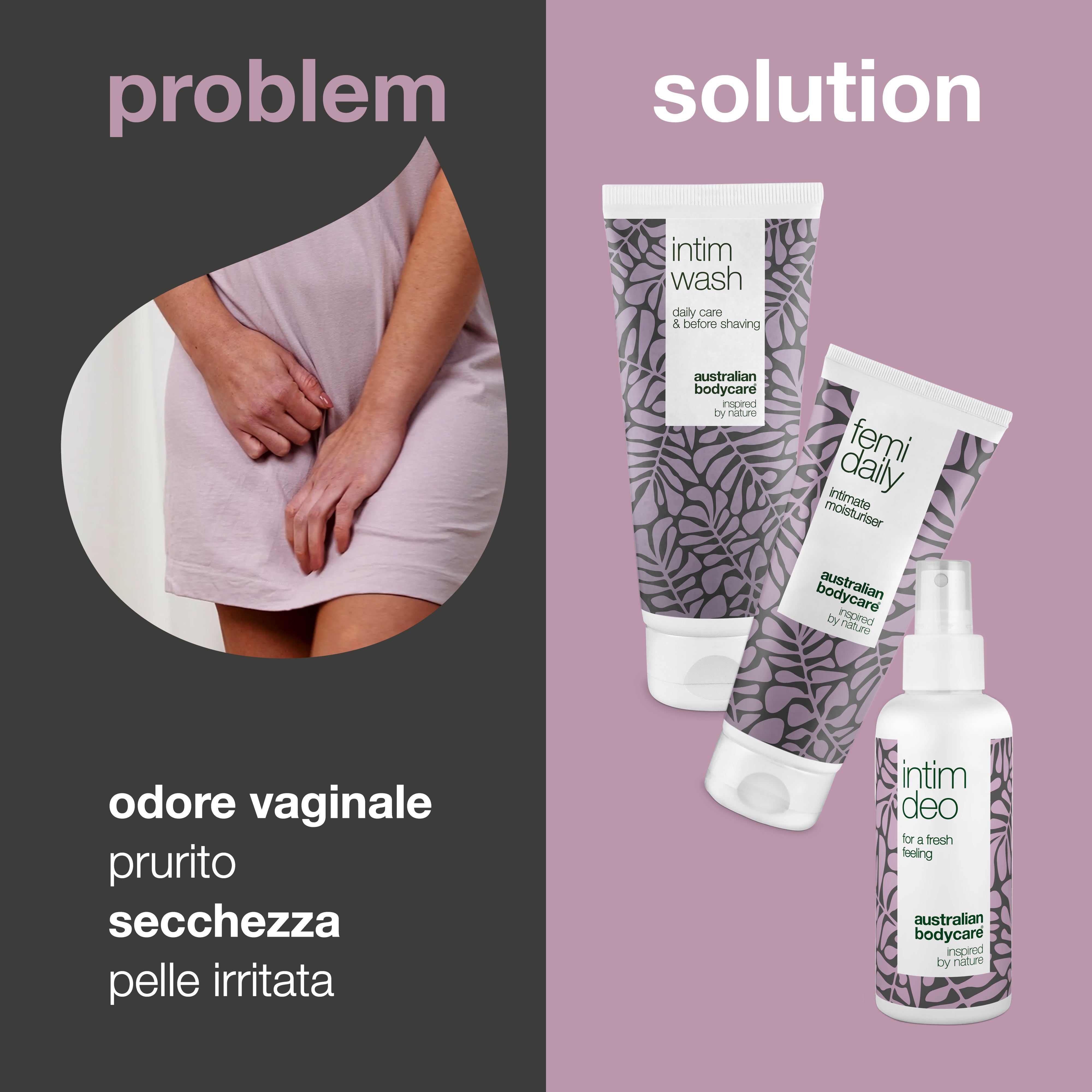 Kit igiene intima contro gli odori vaginali — 3 prodotti intimi contro gli odori indesiderati e le irritazioni intime