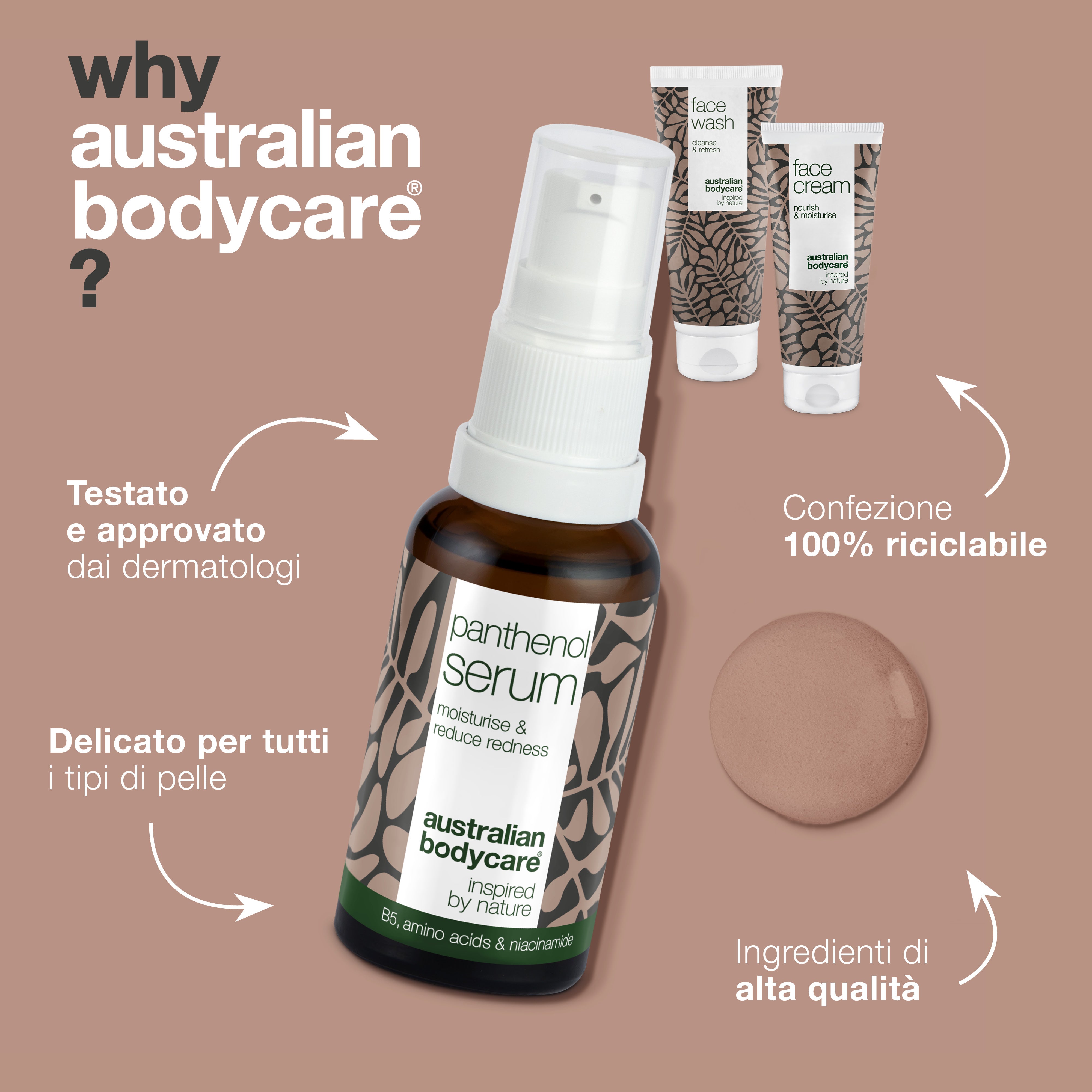 Set per la cura della rosacea, degli arrossamenti del viso e della pelle sensibile — 3 prodotti lenitivi per la cura del viso, tra cui: detergente per il viso, siero alla vitamina B5 e crema per il viso