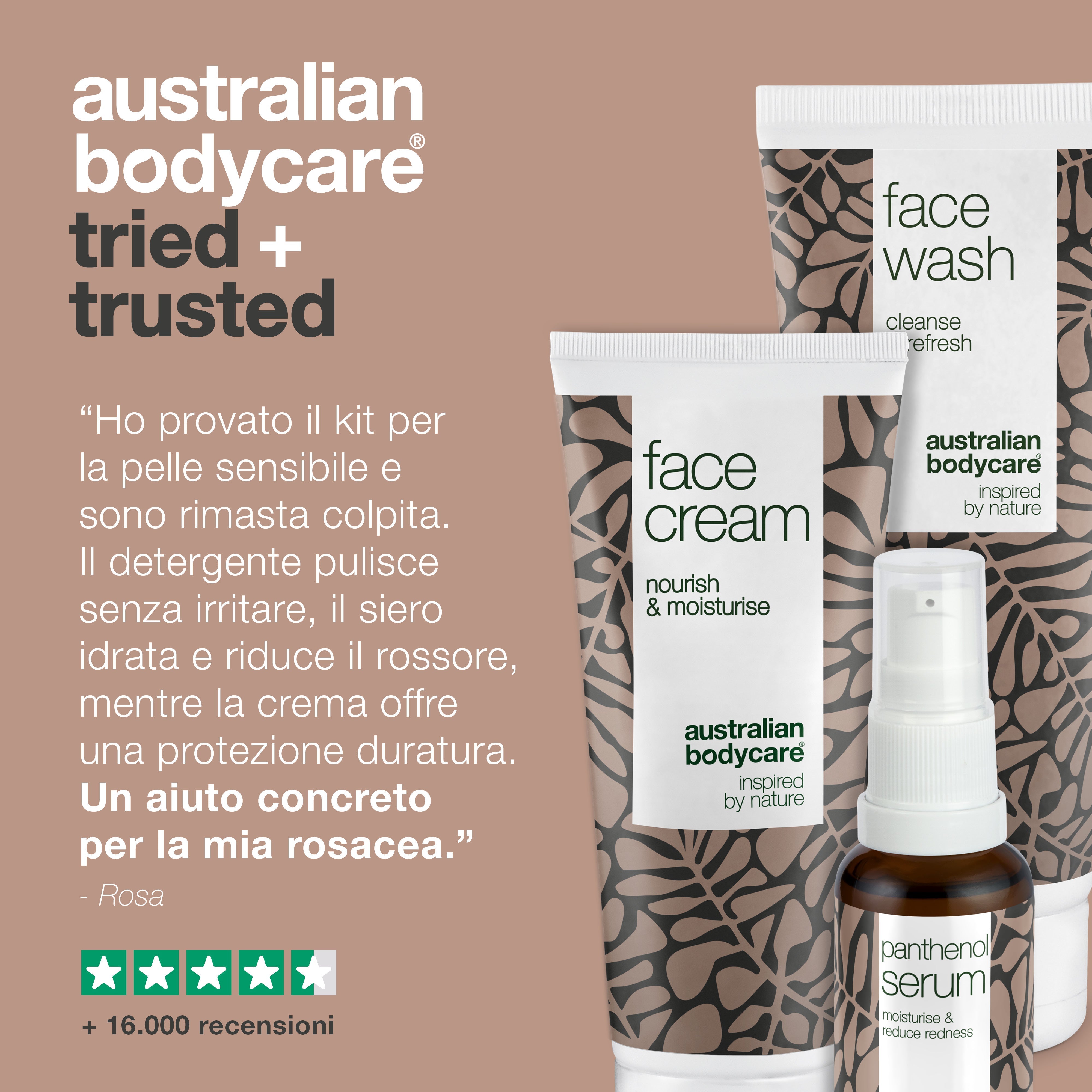 Set per la cura della rosacea, degli arrossamenti del viso e della pelle sensibile — 3 prodotti lenitivi per la cura del viso, tra cui: detergente per il viso, siero alla vitamina B5 e crema per il viso