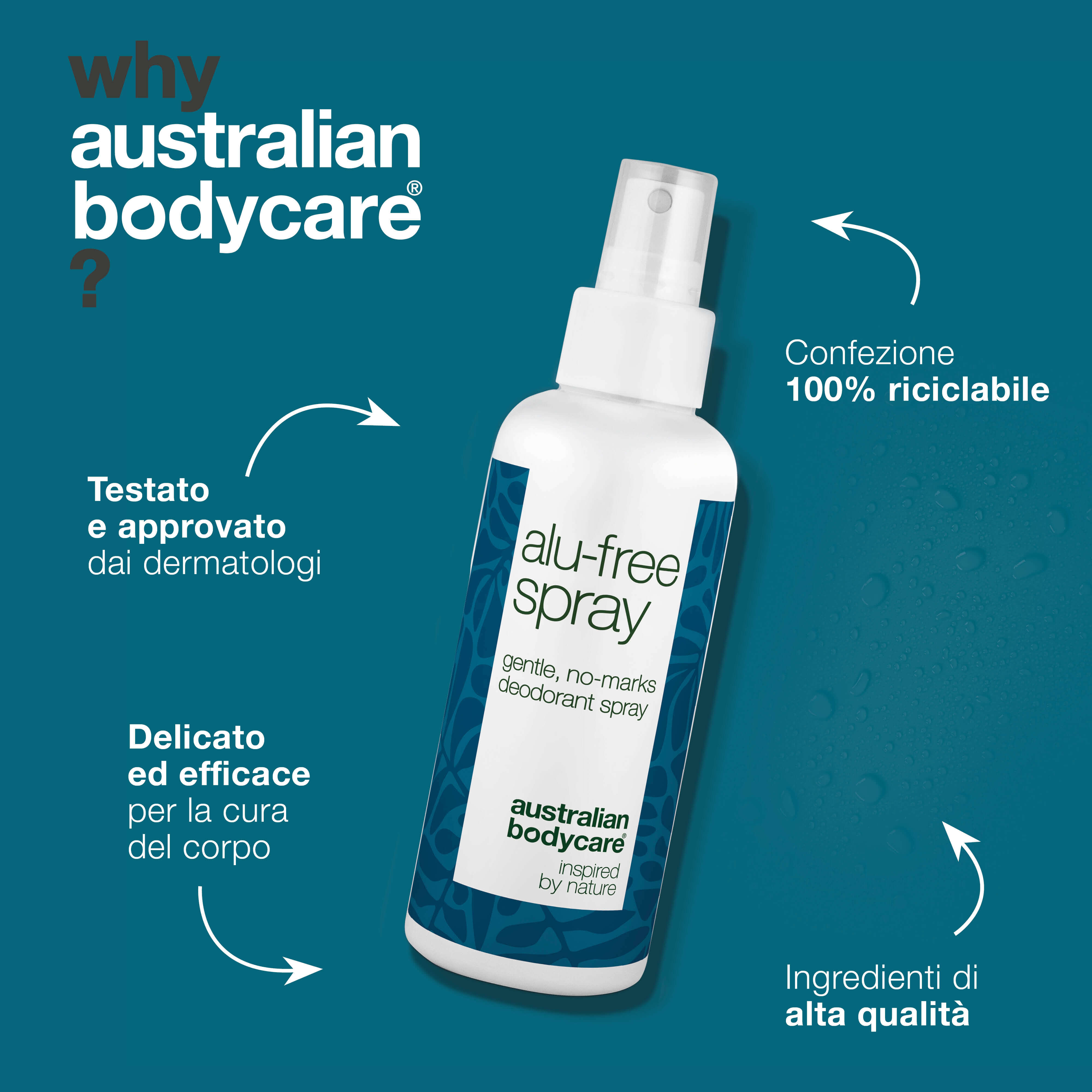 Deodorante spray senza alluminio – Freschezza naturale – Deodorante efficace senza alluminio con ingredienti naturali. Combatte gli odori, asciuga rapidamente e ti mantiene fresco tutto il giorno. Delicato sulla pelle.