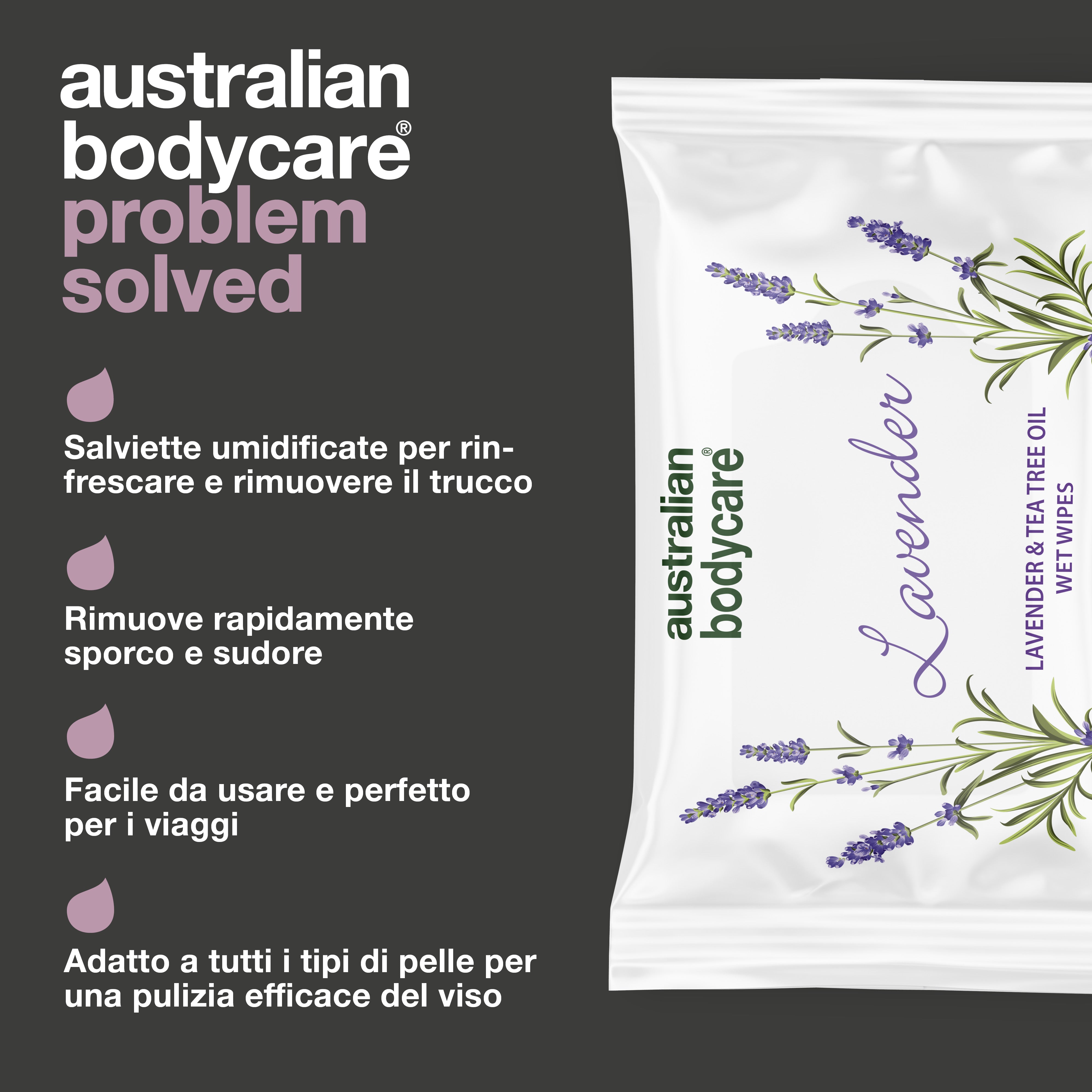 Salviettine umidificate all'olio di lavanda e melaleuca: salviette biodegradabili per pulire e idratare viso e corpo