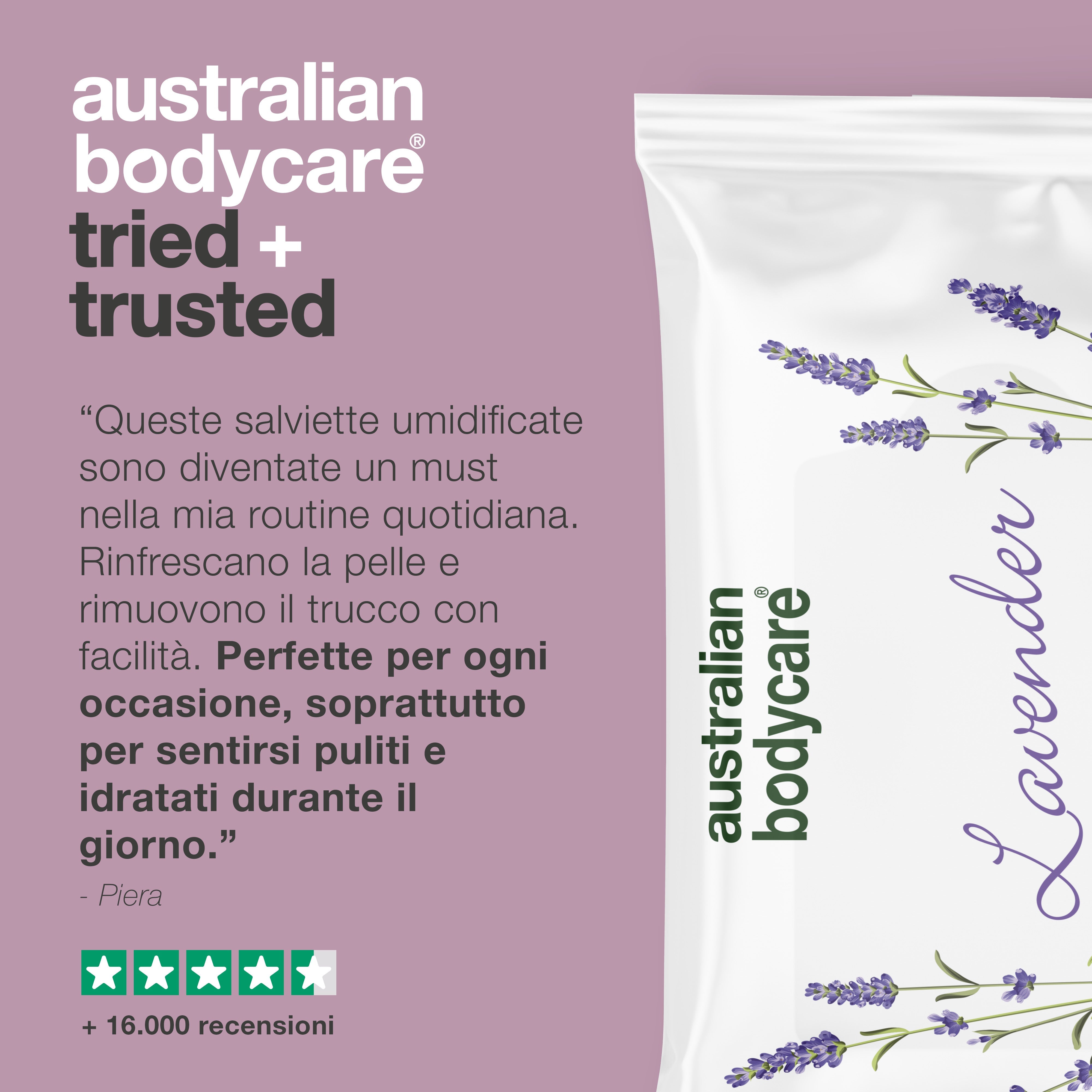 Salviettine umidificate all'olio di lavanda e melaleuca: salviette biodegradabili per pulire e idratare viso e corpo