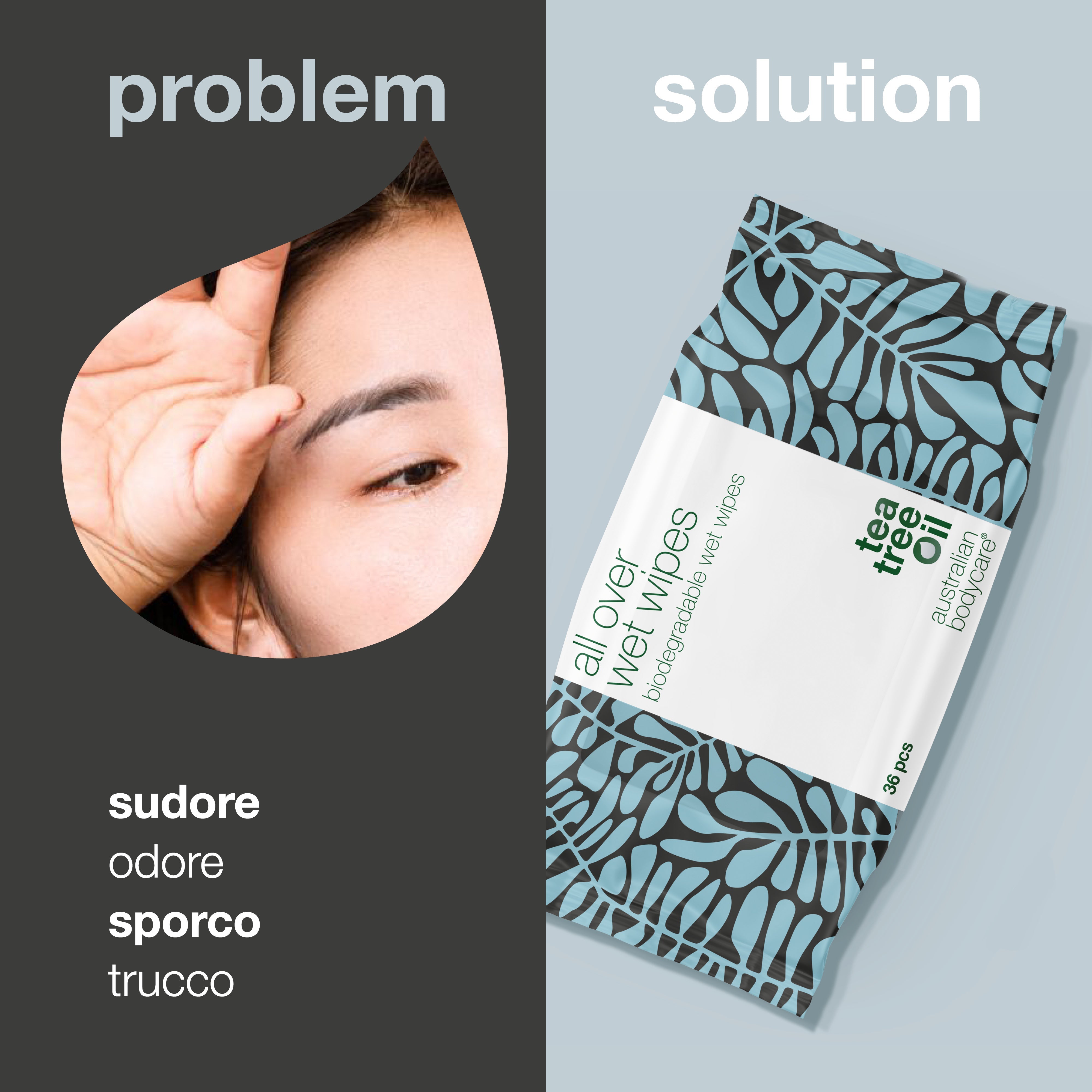 Salviette umidificate all'olio di melaleuca per adulti (x36) — Un prodotto efficace per pulire e rinfrescare la pelle