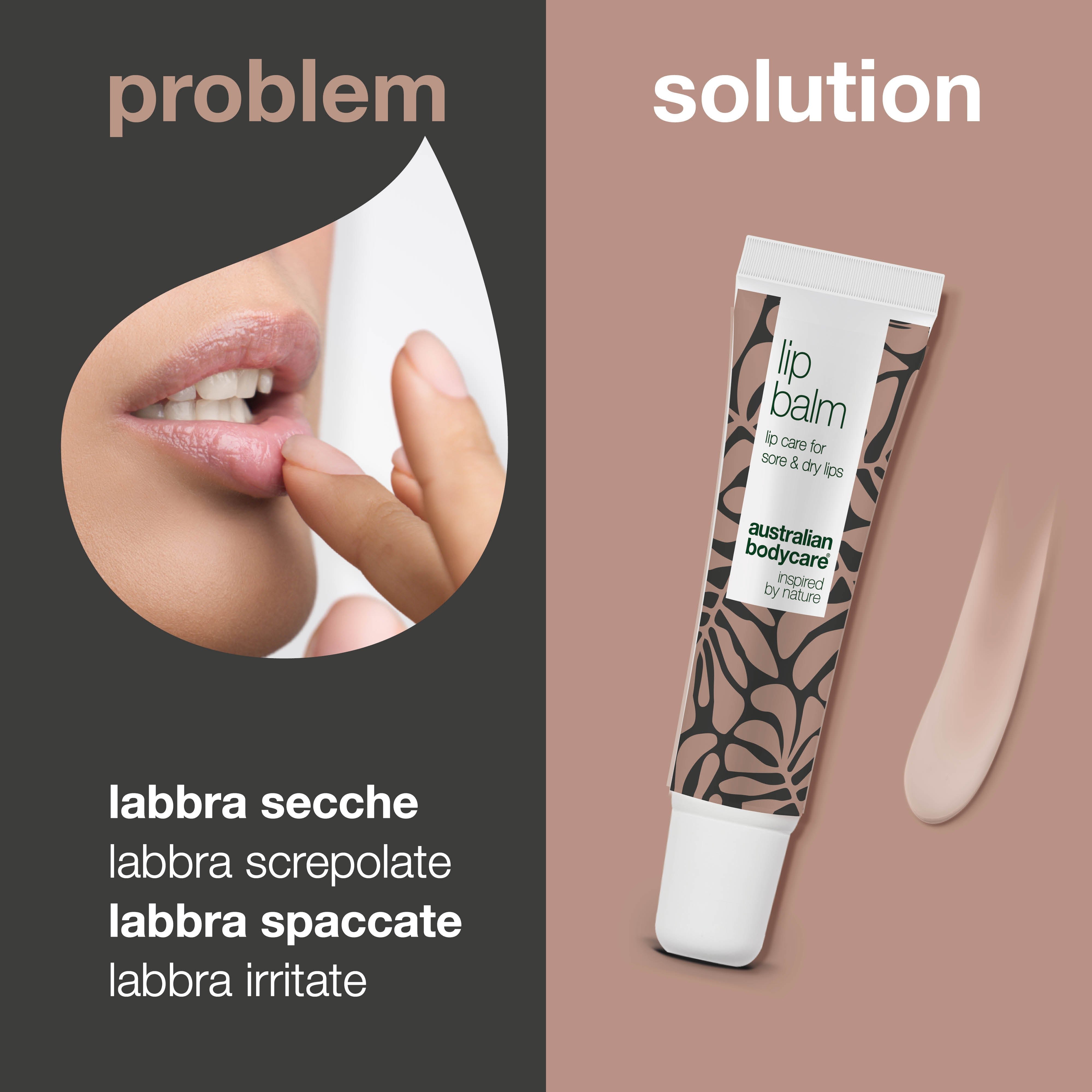 Burrocacao per labbra secche — burrocacao con Tea Tree Oil per labbra secche e la cura dell'herpes labiale