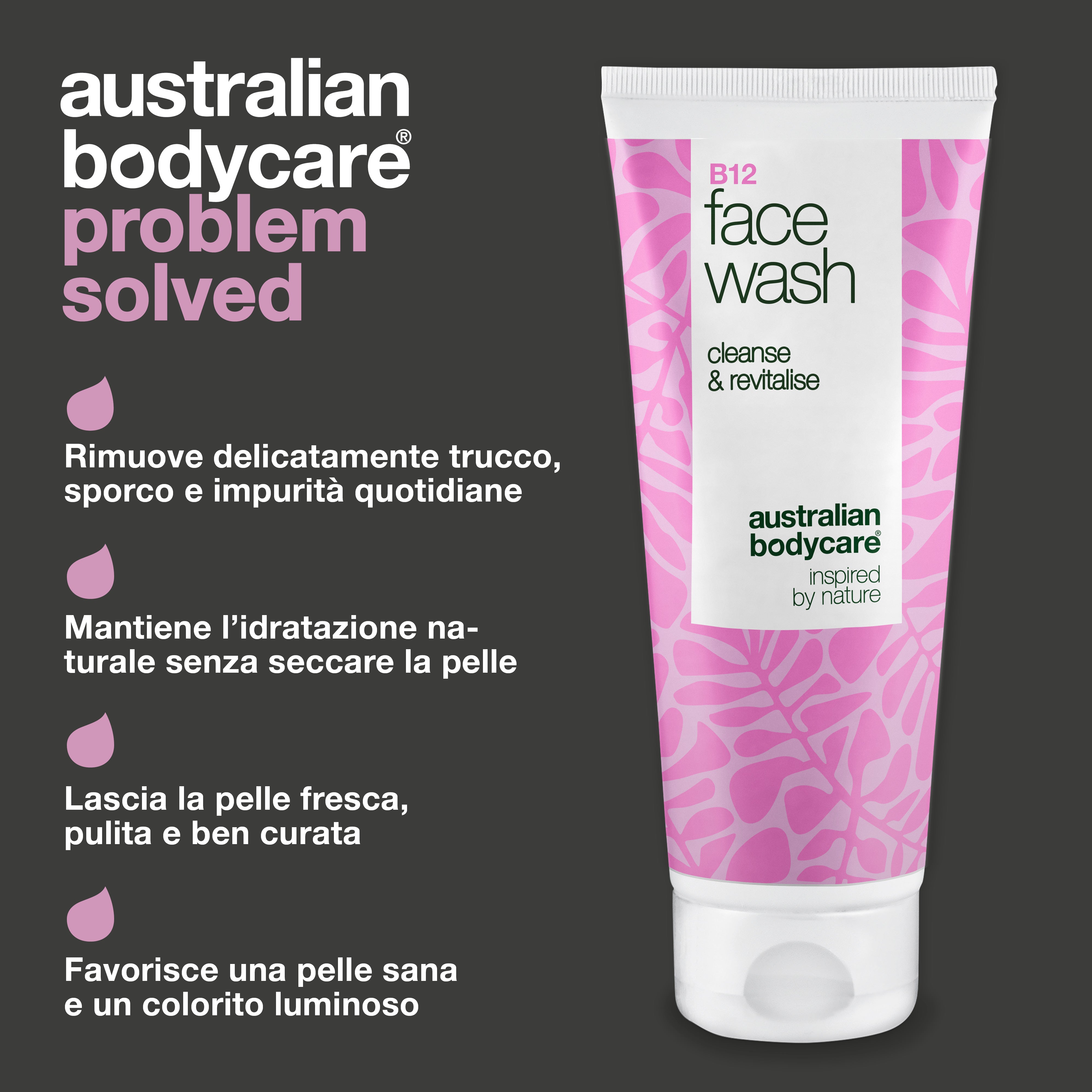 B12 Face Wash - Detergente quotidiano per sporco e impurità - Efficace detergente viso B12 che rimuove il trucco e le impurità. Ottieni una pelle pulita, naturalmente luminosa e ben curata.
