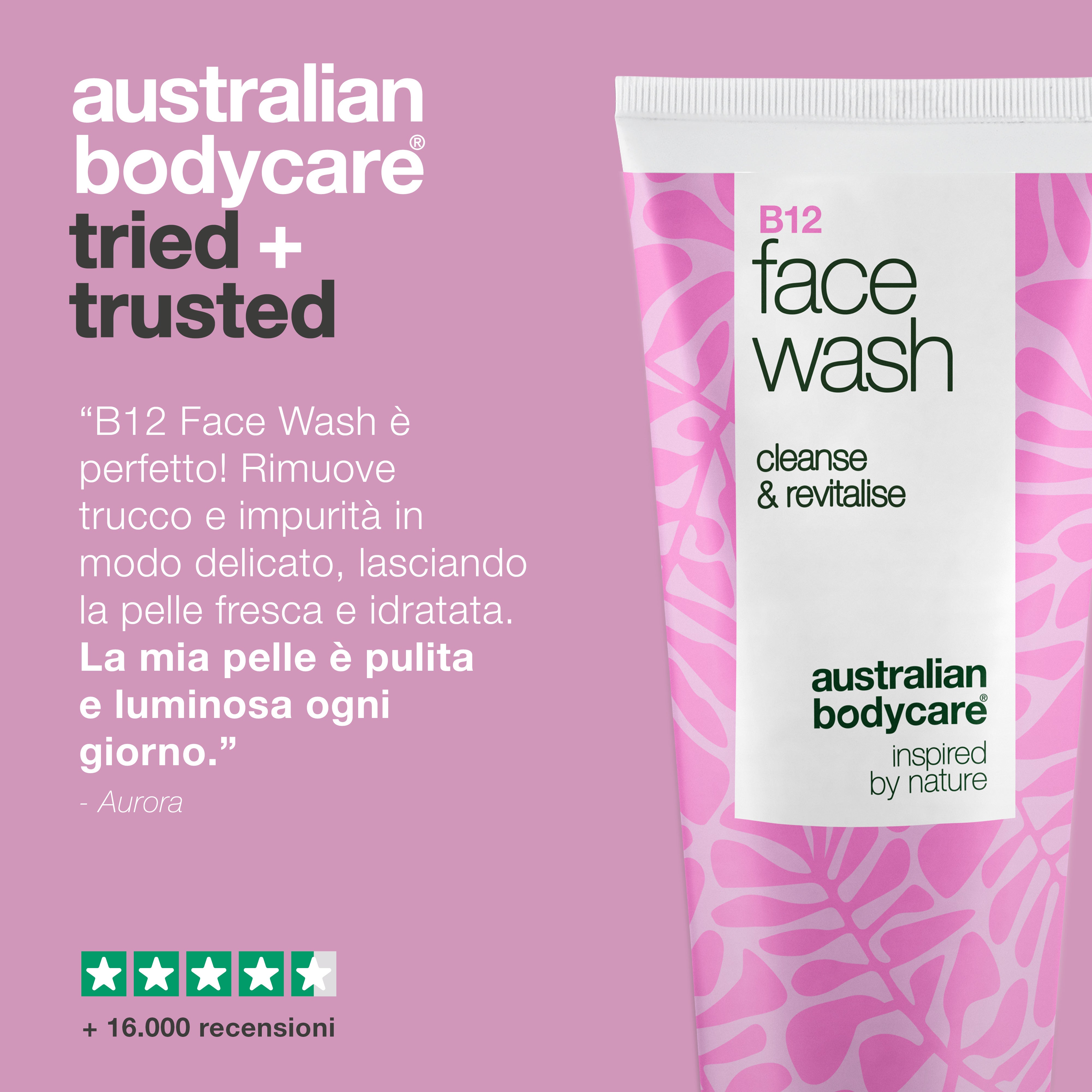 B12 Face Wash - Detergente quotidiano per sporco e impurità - Efficace detergente viso B12 che rimuove il trucco e le impurità. Ottieni una pelle pulita, naturalmente luminosa e ben curata.