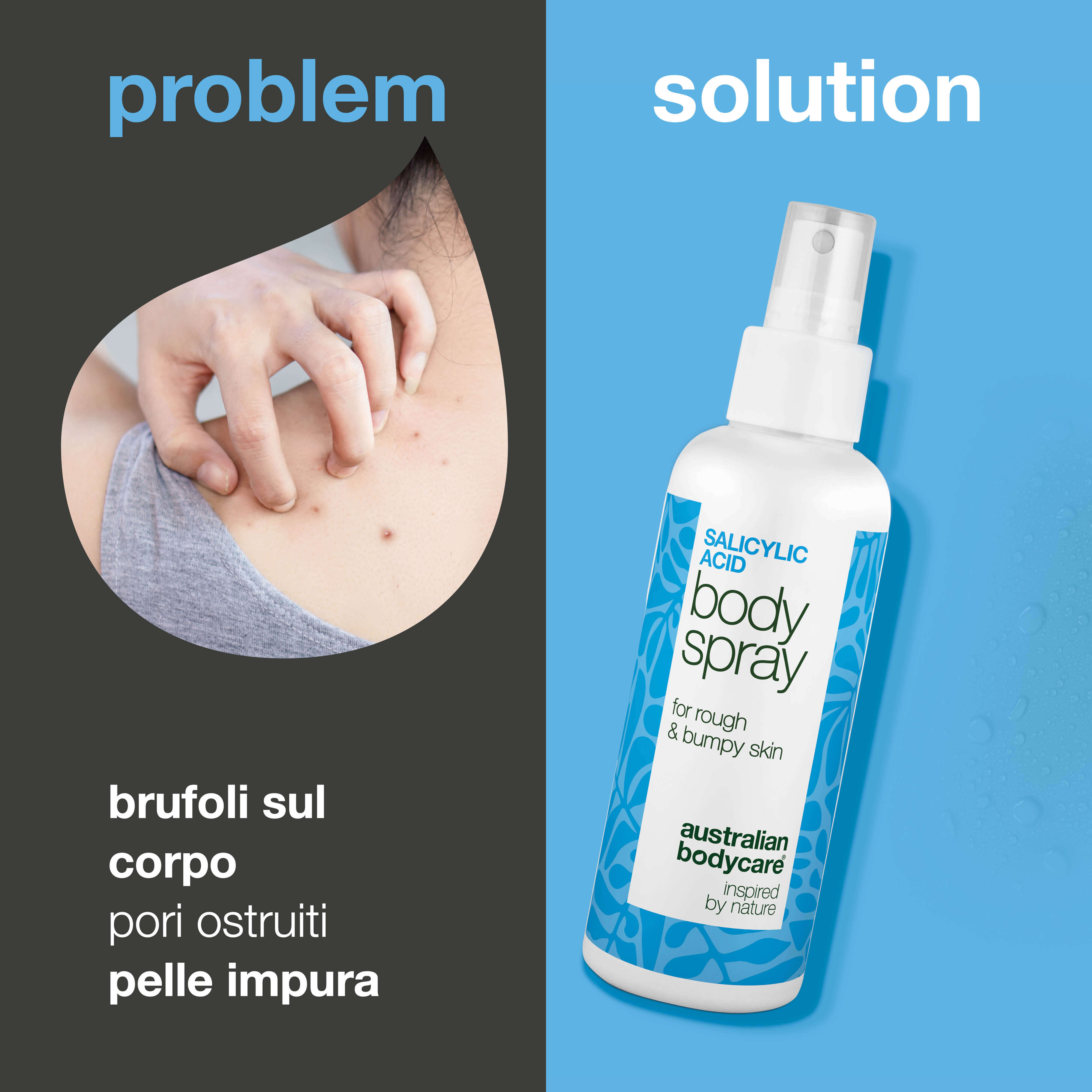 Spray con acido salicilico per brufoli e pori ostruiti — Spray per brufoli e pori ostruiti. Con 2 % di acido salicilico e acido glicolico per una pelle più pulita e levigata.