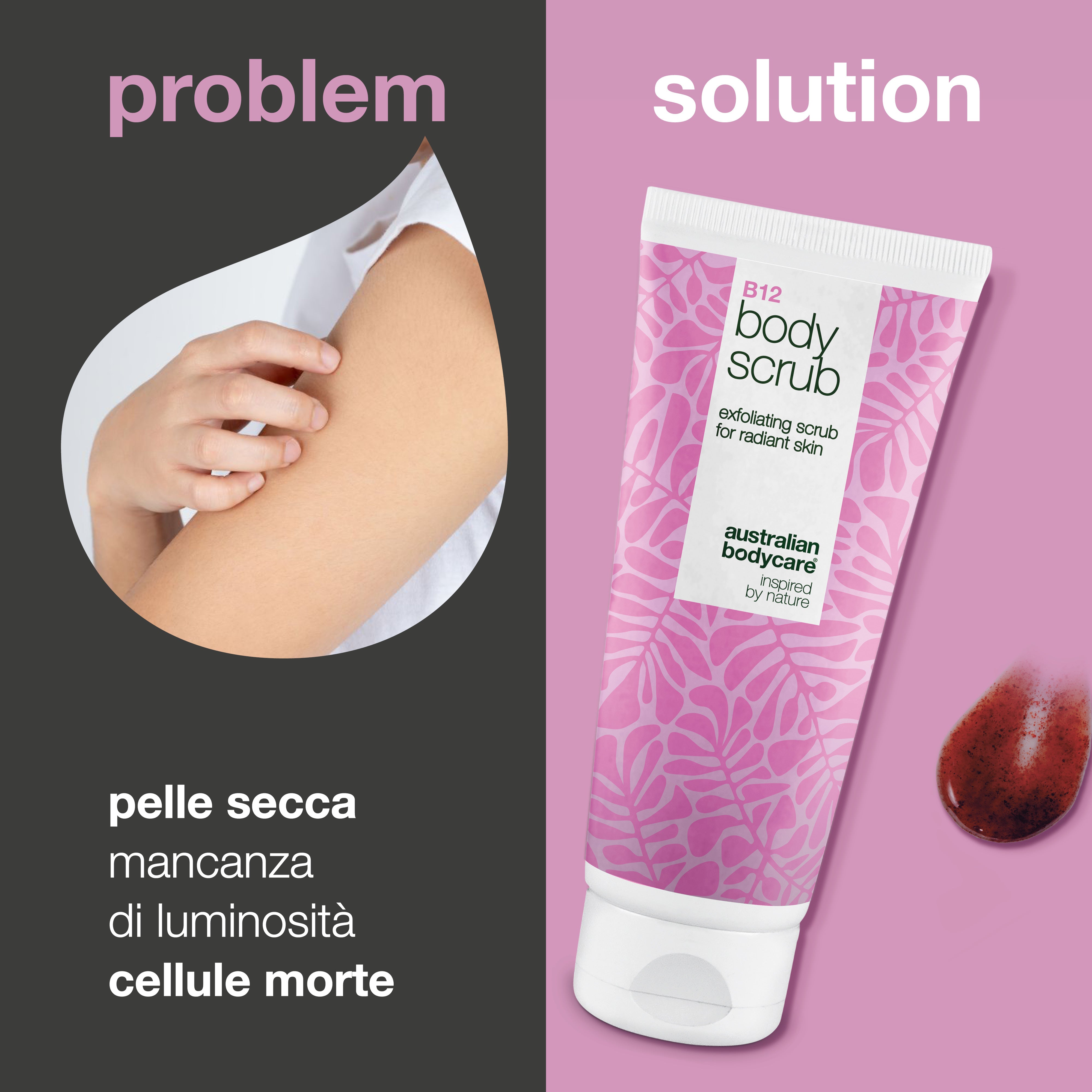 B12 Body Scrub – Esfolia e idrata per una pelle liscia e luminosa – Rivela una pelle rinnovata con B12 Body Scrub. Esfolia e idrata per una finitura morbida e luminosa.