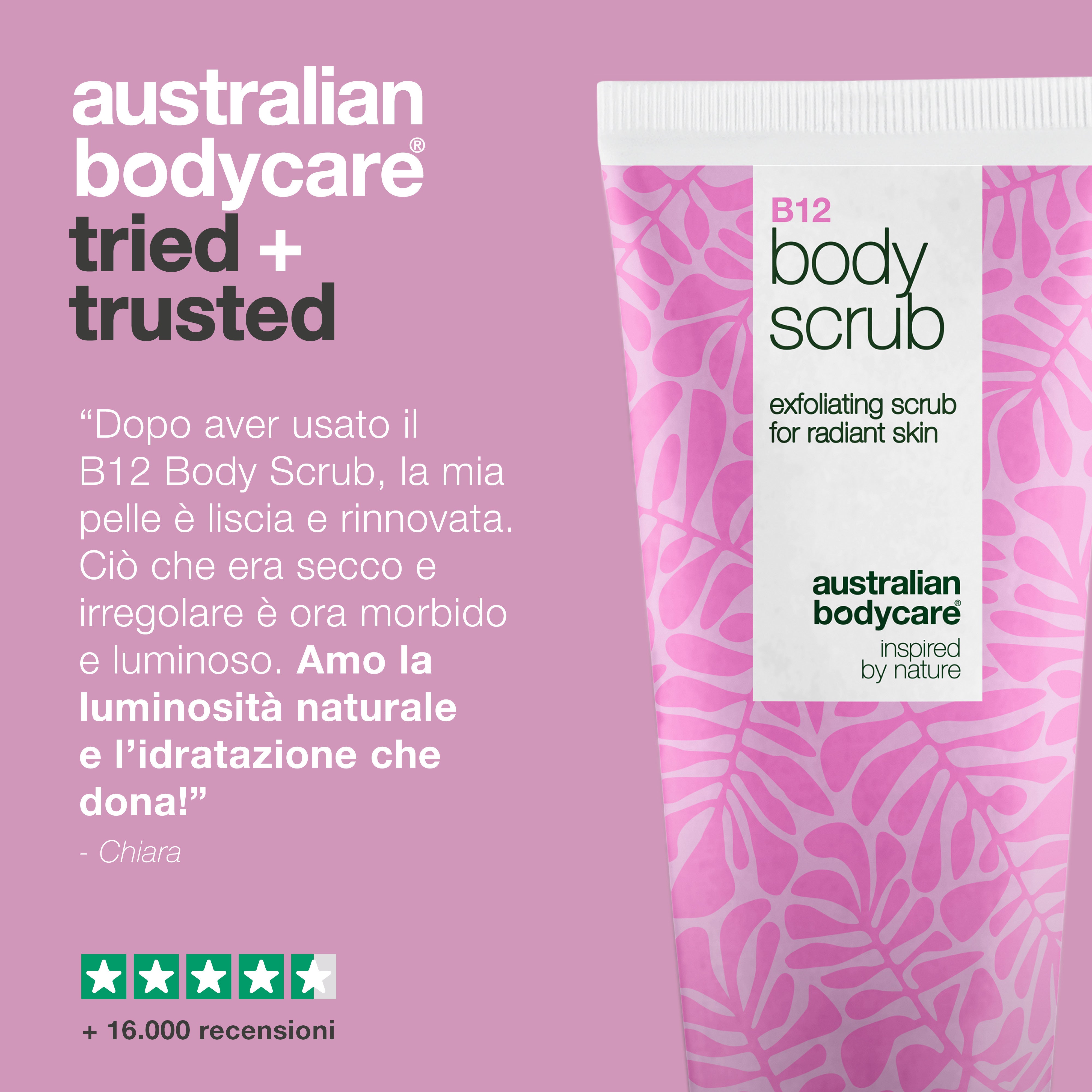 B12 Body Scrub – Esfolia e idrata per una pelle liscia e luminosa – Rivela una pelle rinnovata con B12 Body Scrub. Esfolia e idrata per una finitura morbida e luminosa.