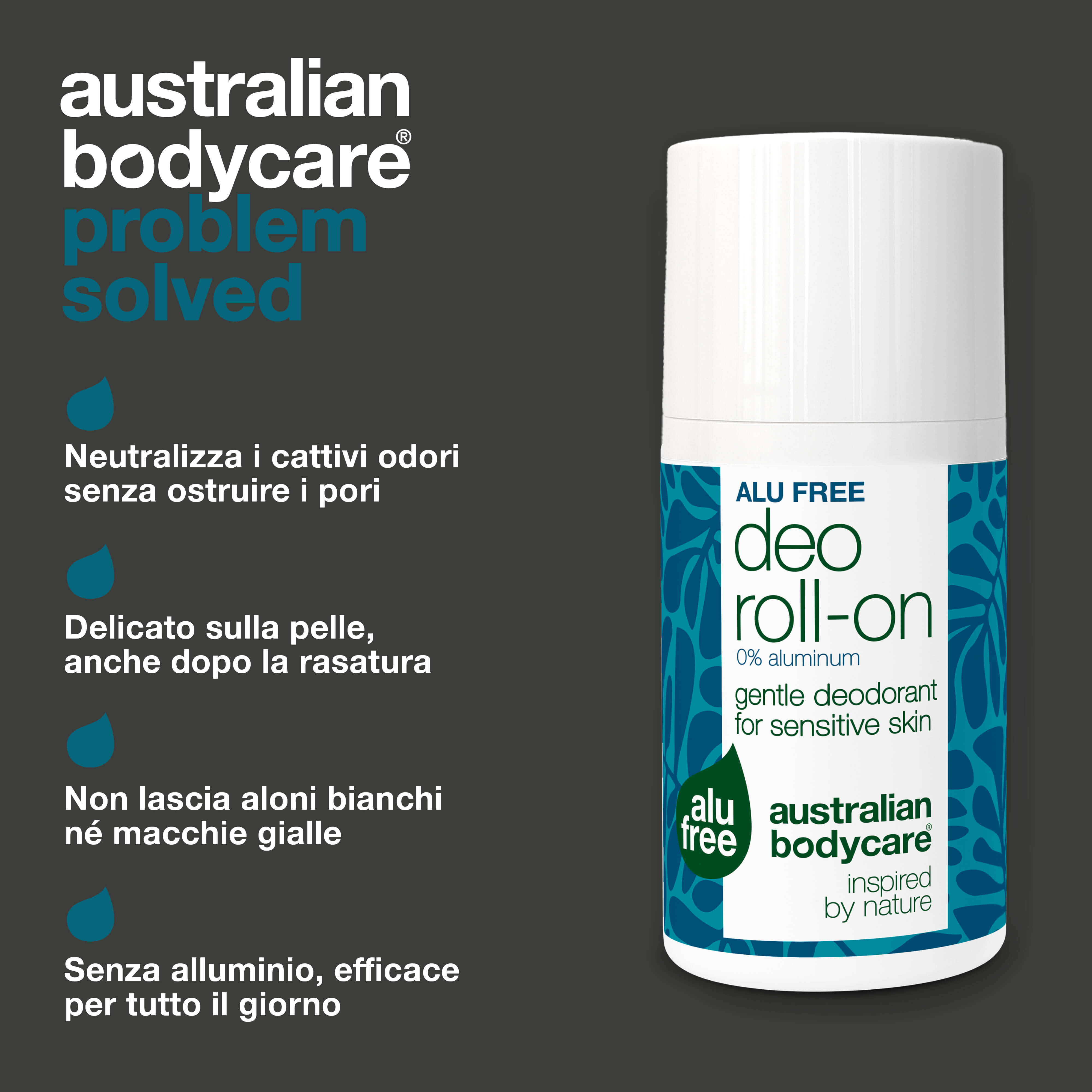 Deodorante naturale senza alluminio che aiuta a ridurre odori, umidità e rossori. Contiene 4-terpineolo, octenidina, acido lattico e glicerina.