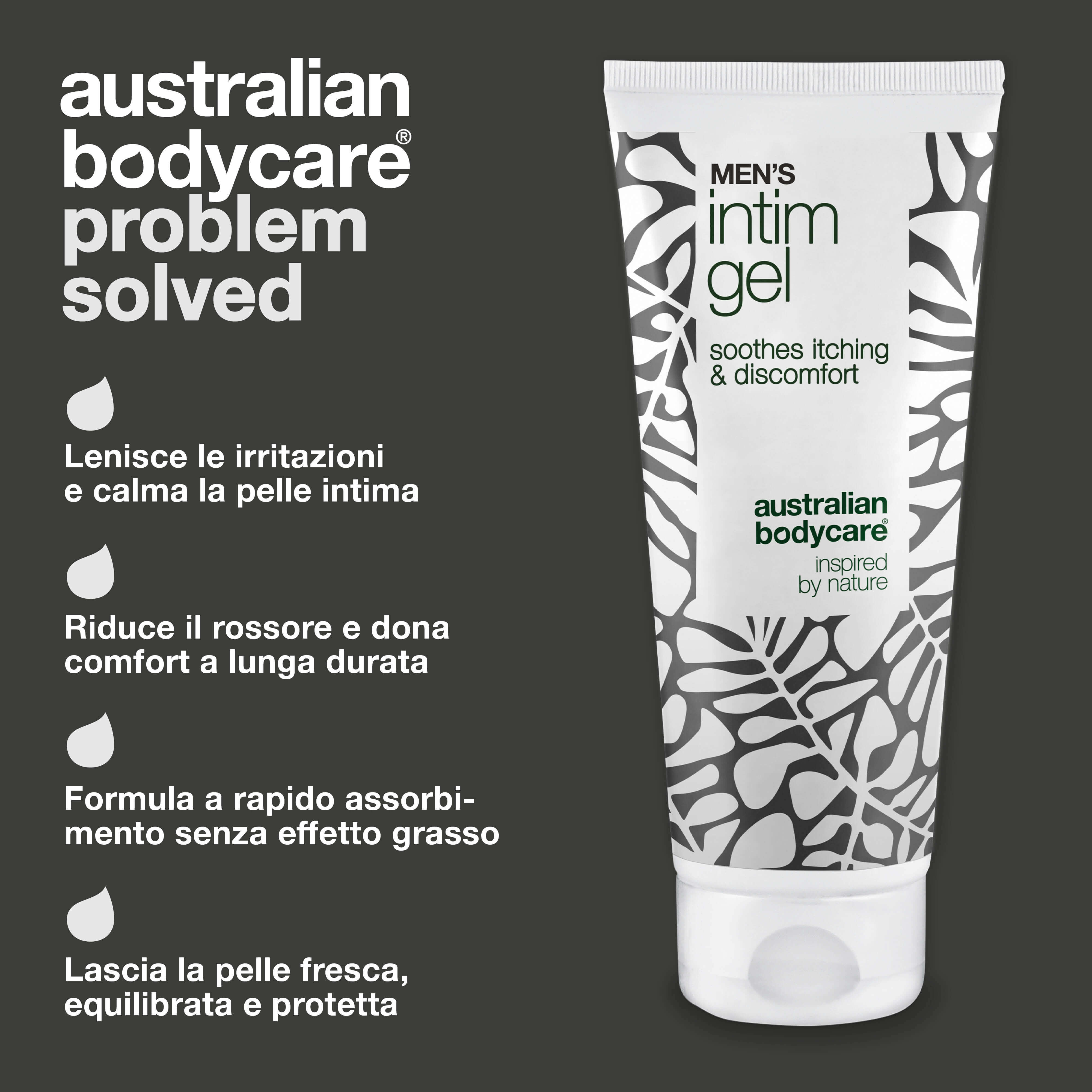 Gel intimo per uomo – Allevia prurito e irritazionit — Dì addio al prurito con Gel intimo per uomo. Mantiene la pelle fresca e protetta con una formula non grassa e di rapido assorbimento.