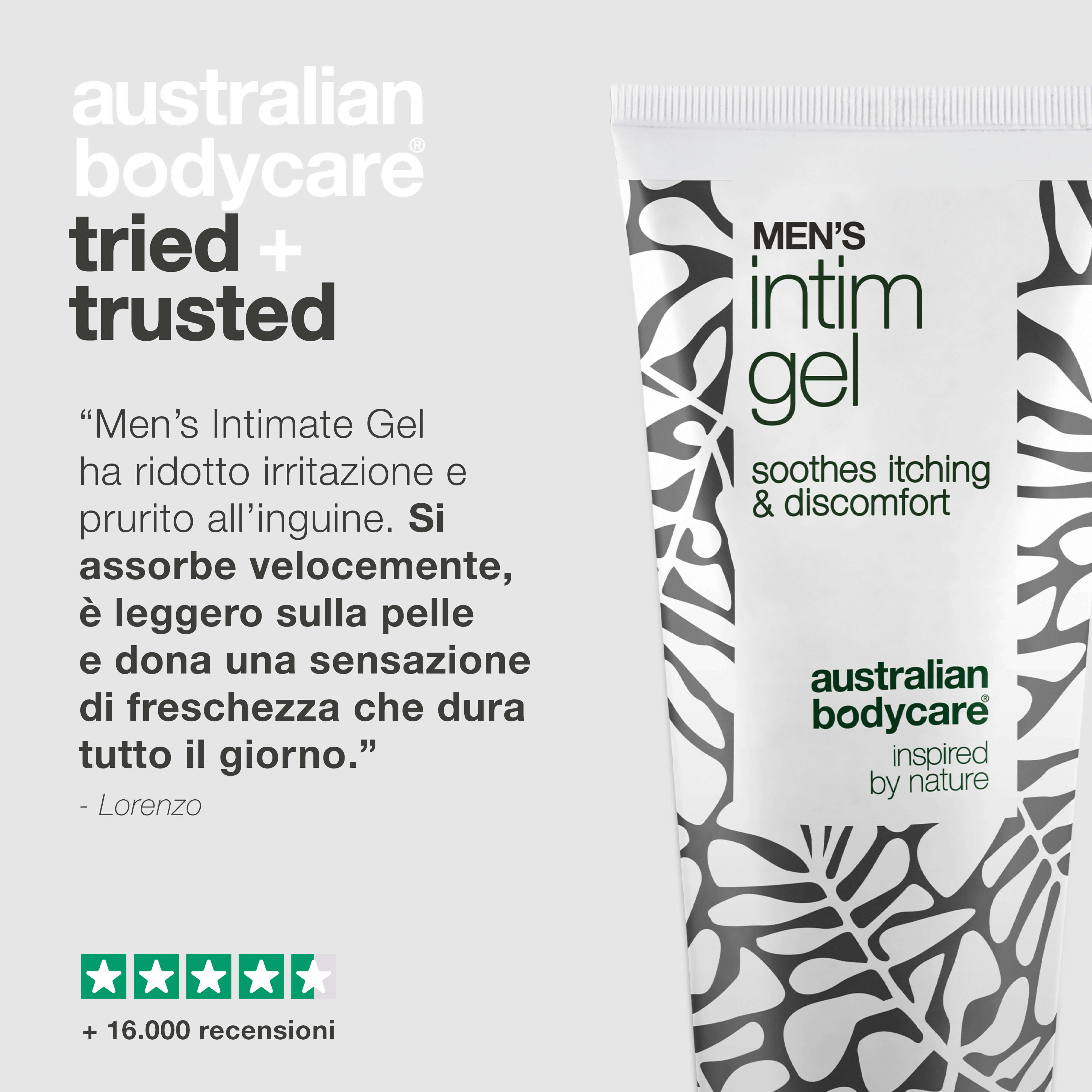 Gel intimo per uomo – Allevia prurito e irritazionit — Dì addio al prurito con Gel intimo per uomo. Mantiene la pelle fresca e protetta con una formula non grassa e di rapido assorbimento.
