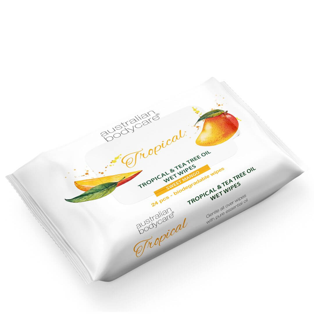 Salviette igienizzanti monouso con Mango e Tea Tree Oil (24 pezzi) - Per la detersione quotidiana del corpo e del viso