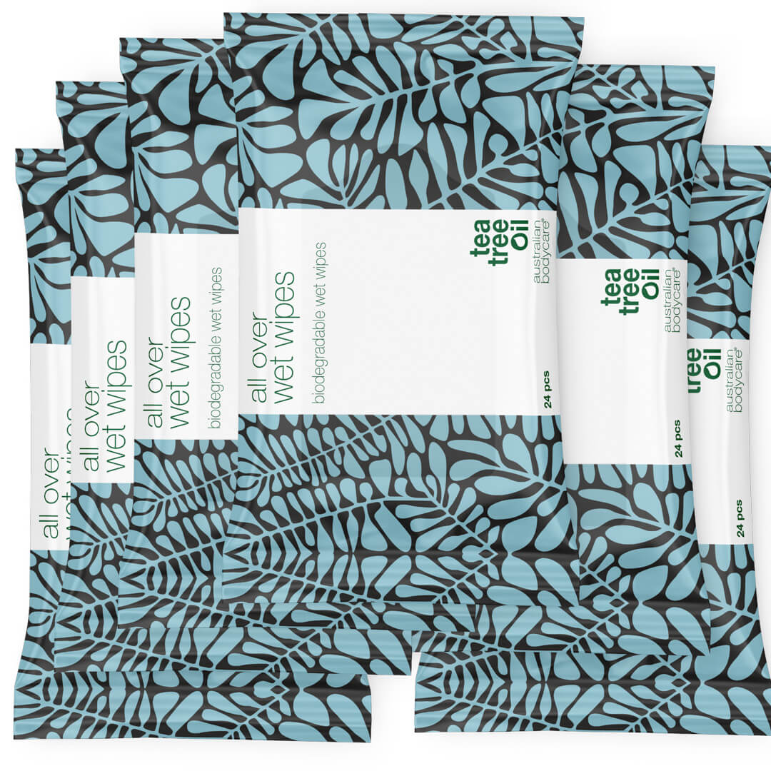 Salviette igienizzanti corpo e mani con Tea Tree Oil (24 pezzi) - Detergono e rinfrescano efficacemente la pelle del corpo