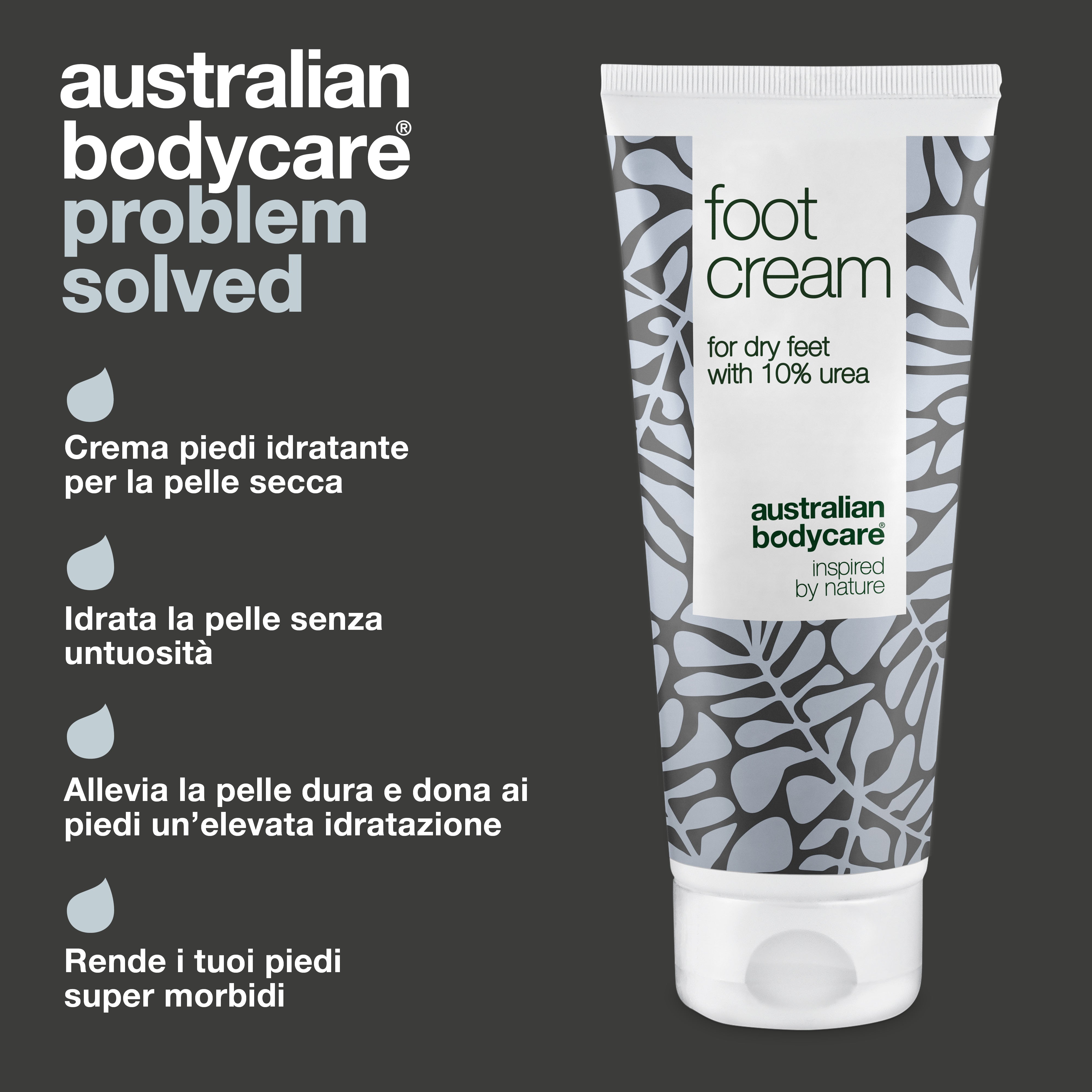 Crema piedi con urea al 10% per piedi secchi — Crema nutriente per piedi secchi con olio di tea tree naturale al 100%