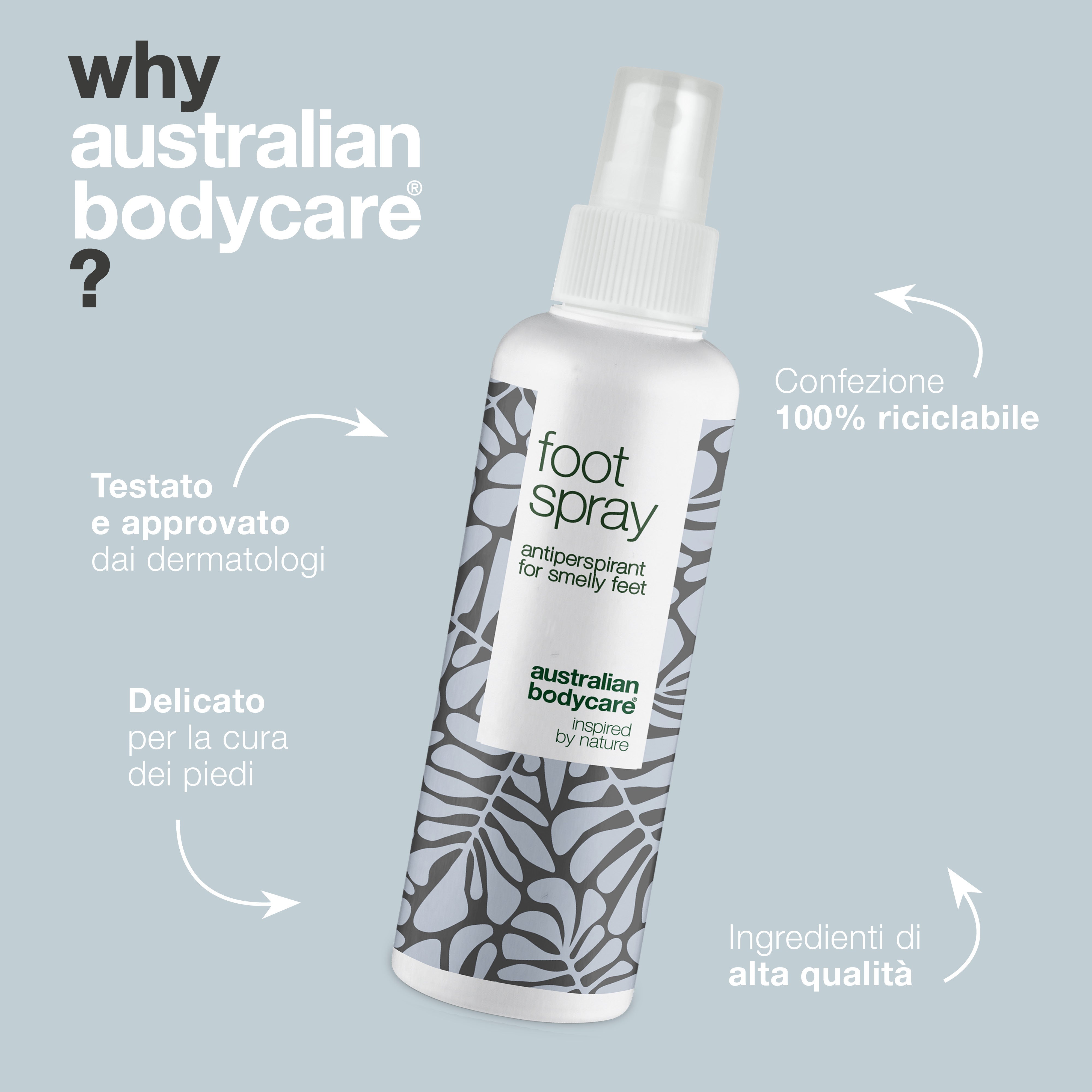 Spray piedi antiodore - Spray antitraspirante per piedi e dita sudate e puzzolenti