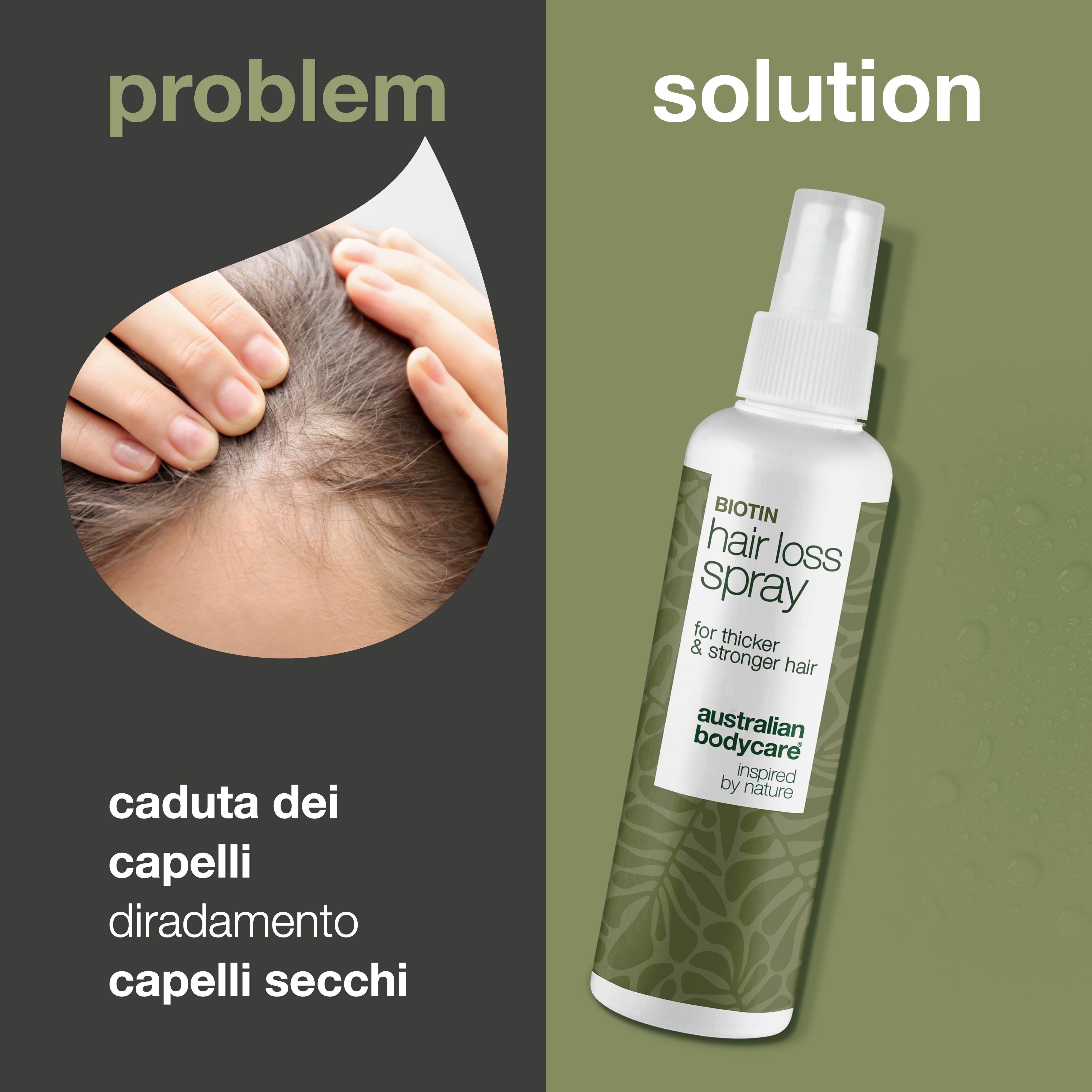 Spray per capelli diradati protegge, rinforza e dona volume. Contiene caffeina, Capilia Longa, estratto di amaranto, pantenolo e arginina.