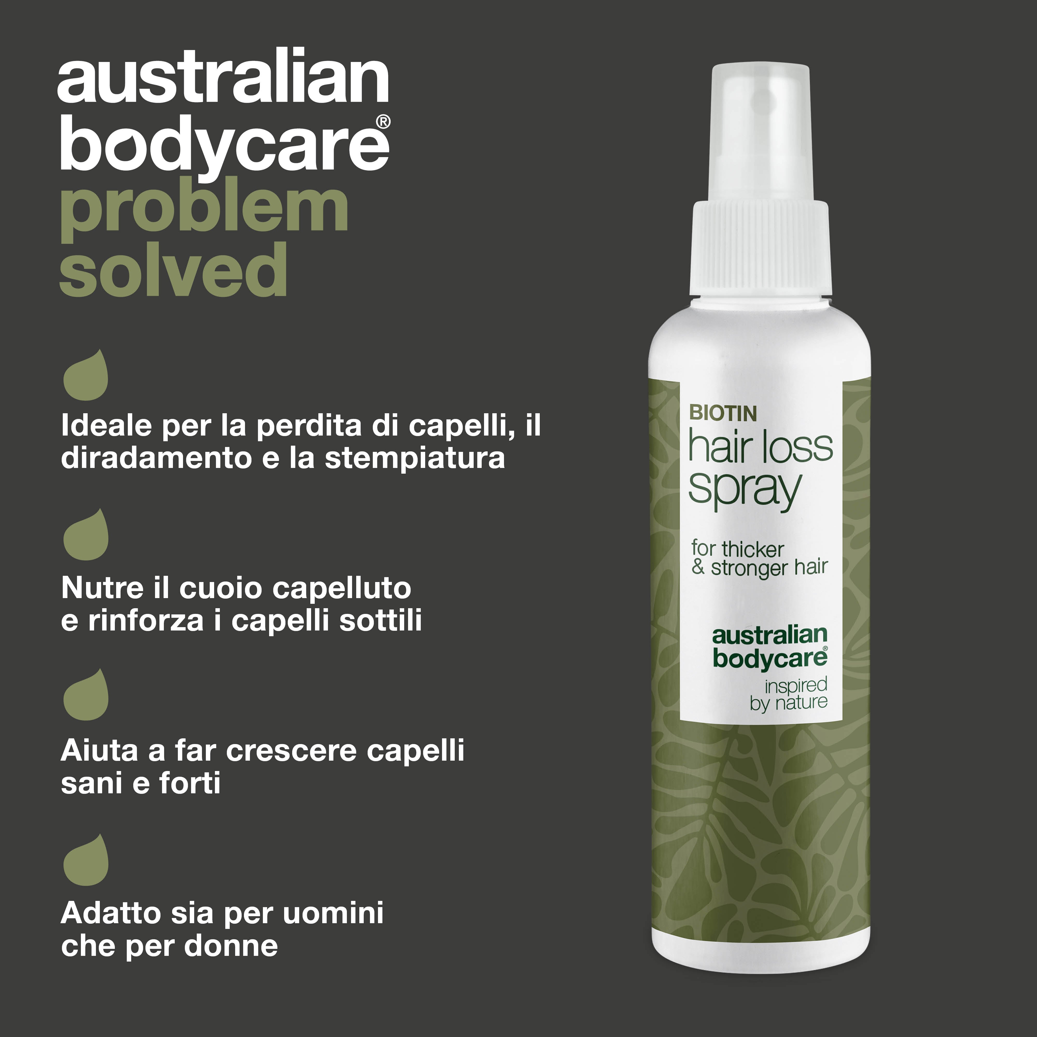 Spray per capelli diradati protegge, rinforza e dona volume. Contiene caffeina, Capilia Longa, estratto di amaranto, pantenolo e arginina.