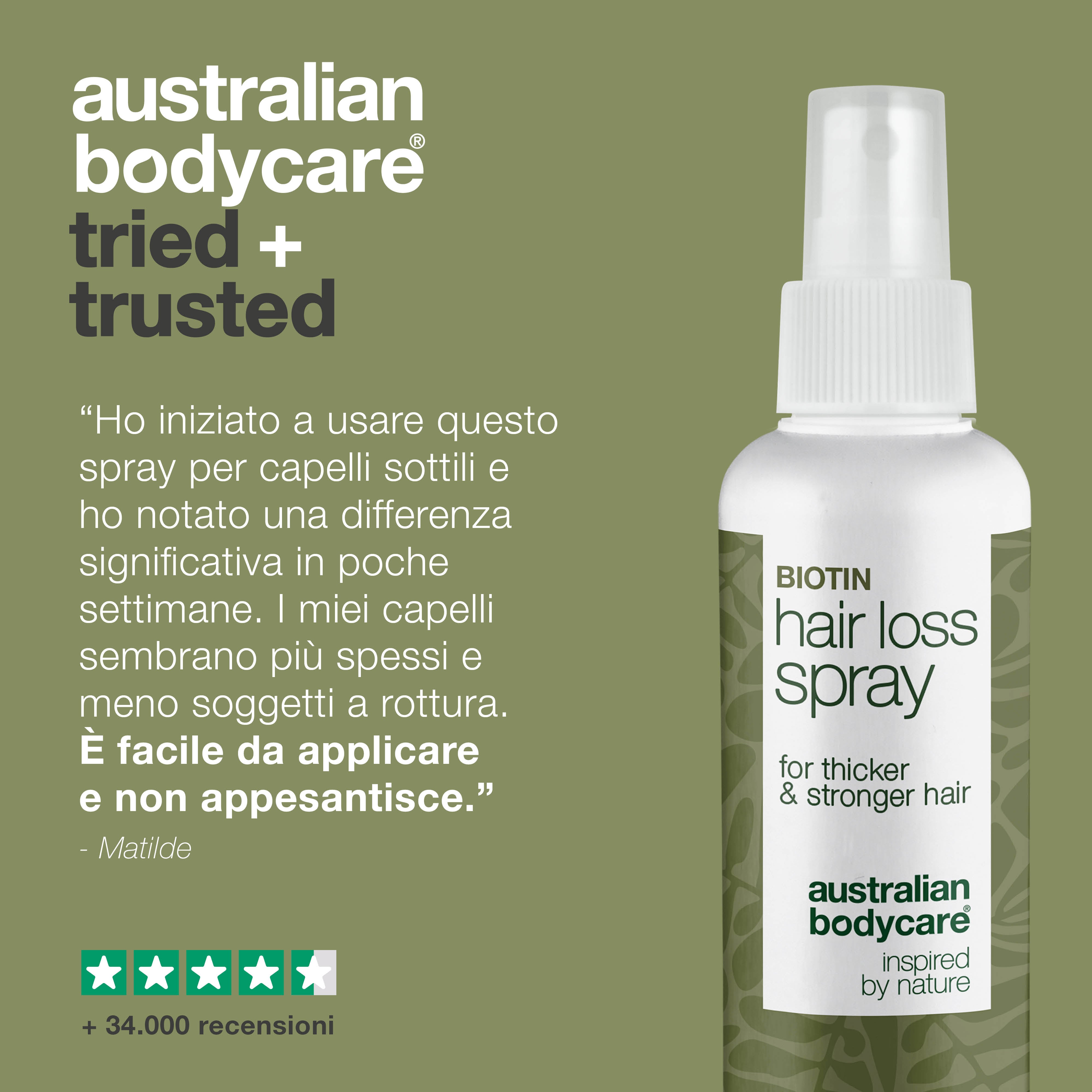 Spray per capelli diradati protegge, rinforza e dona volume. Contiene caffeina, Capilia Longa, estratto di amaranto, pantenolo e arginina.