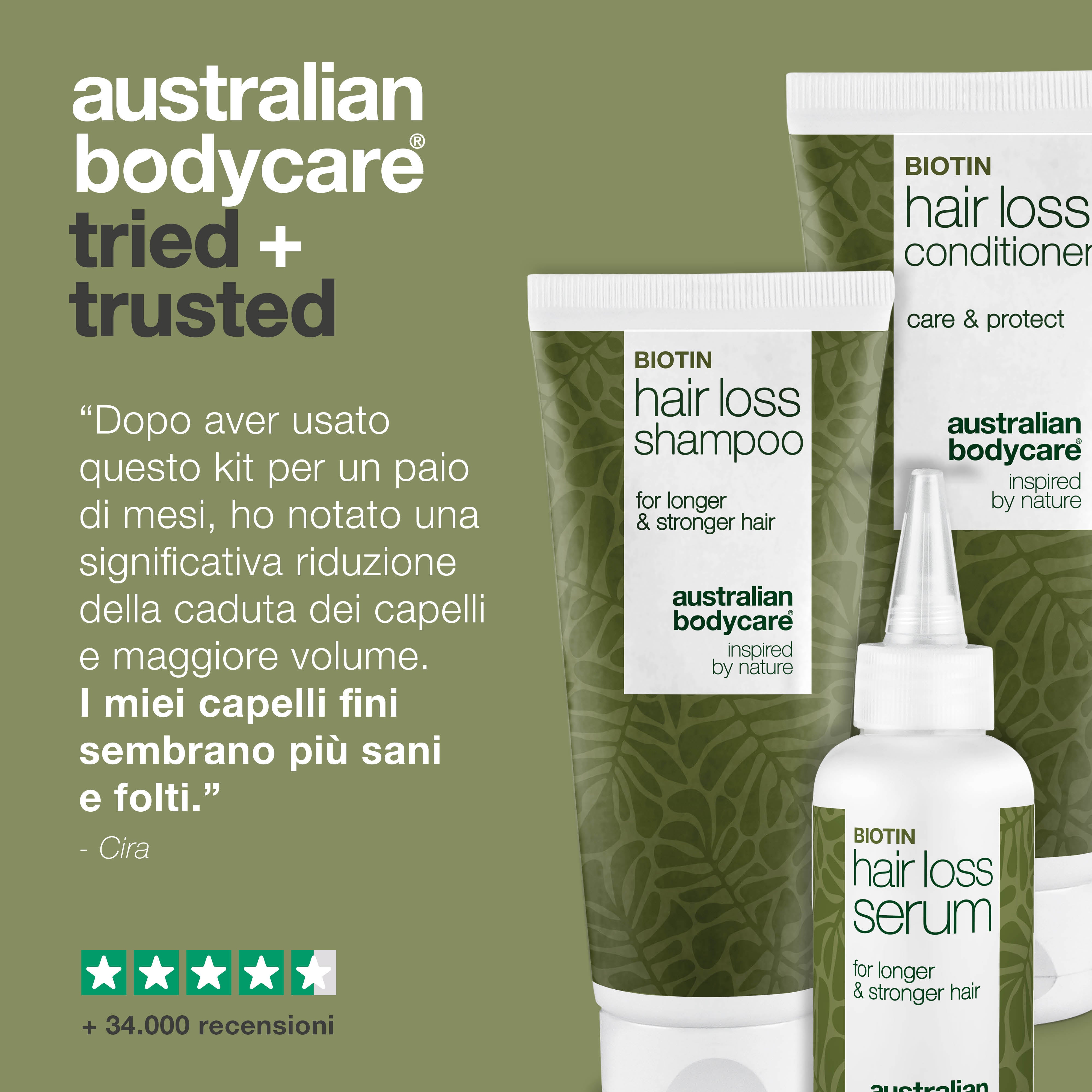 Kit di prodotti anticaduta con Biotina e Capilia Longa — 3 prodotti per capelli fini, diradati e che cadono