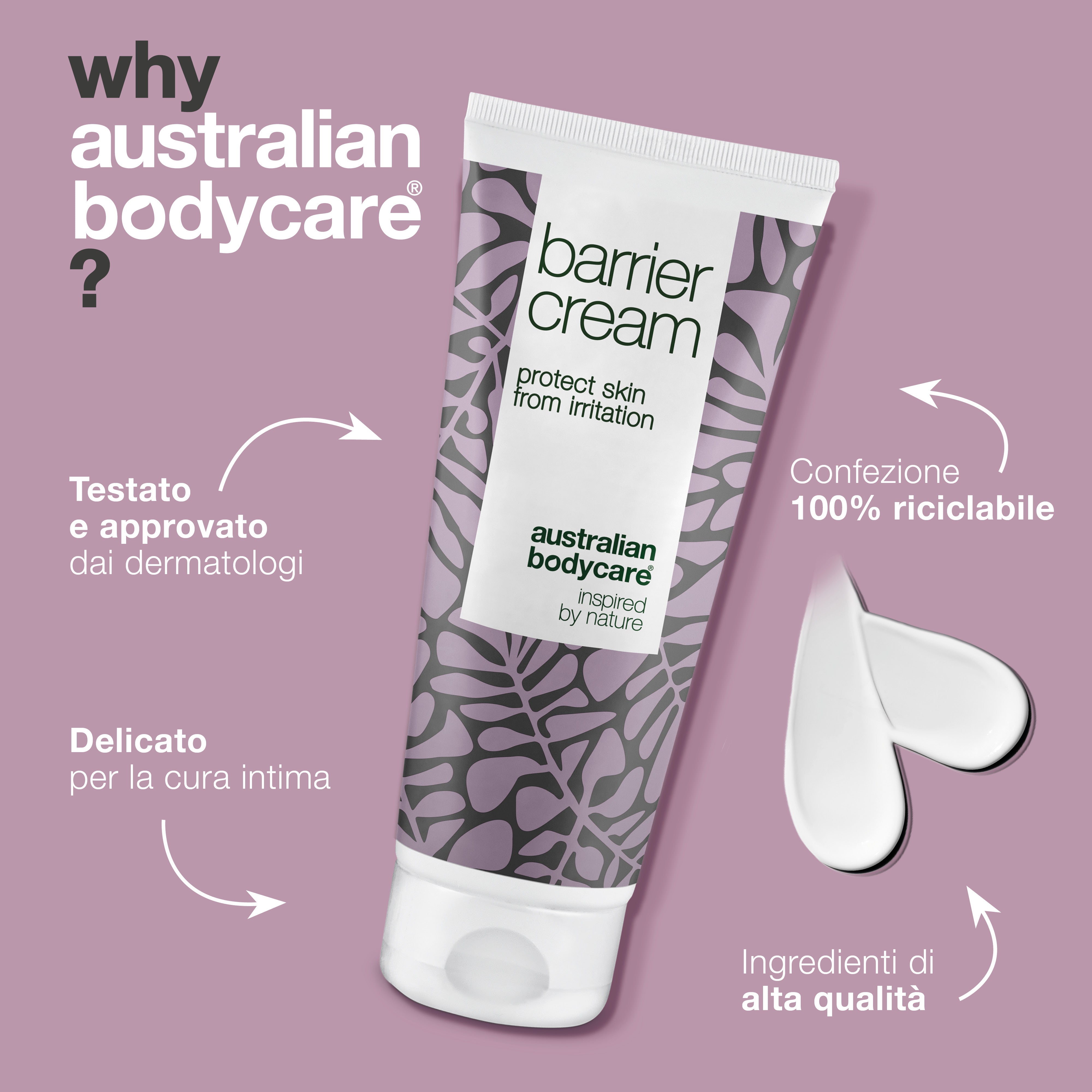 Crema barriera intima contro arrossamenti e fastidi — 100 ml di crema proteggono la zona intima da irritazioni, umidità e sfregamenti. Gli ingredienti naturali leniscono e si prendono cura della pelle sensibile.
