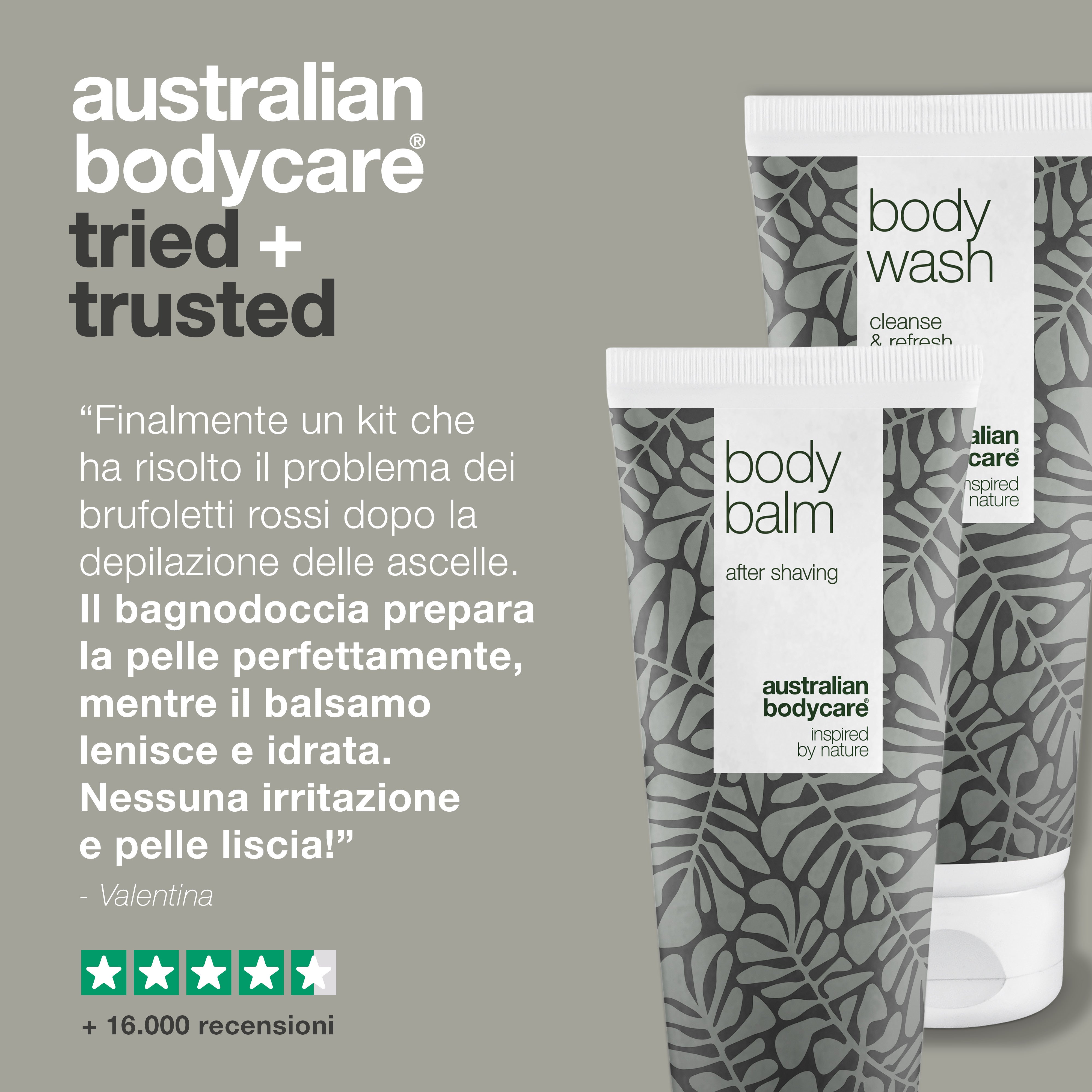 Pacchetto curativo per la rasatura delle ascelle - 2 prodotti contro le irritazioni da rasoio sotto le ascelle dopo la depilazione
