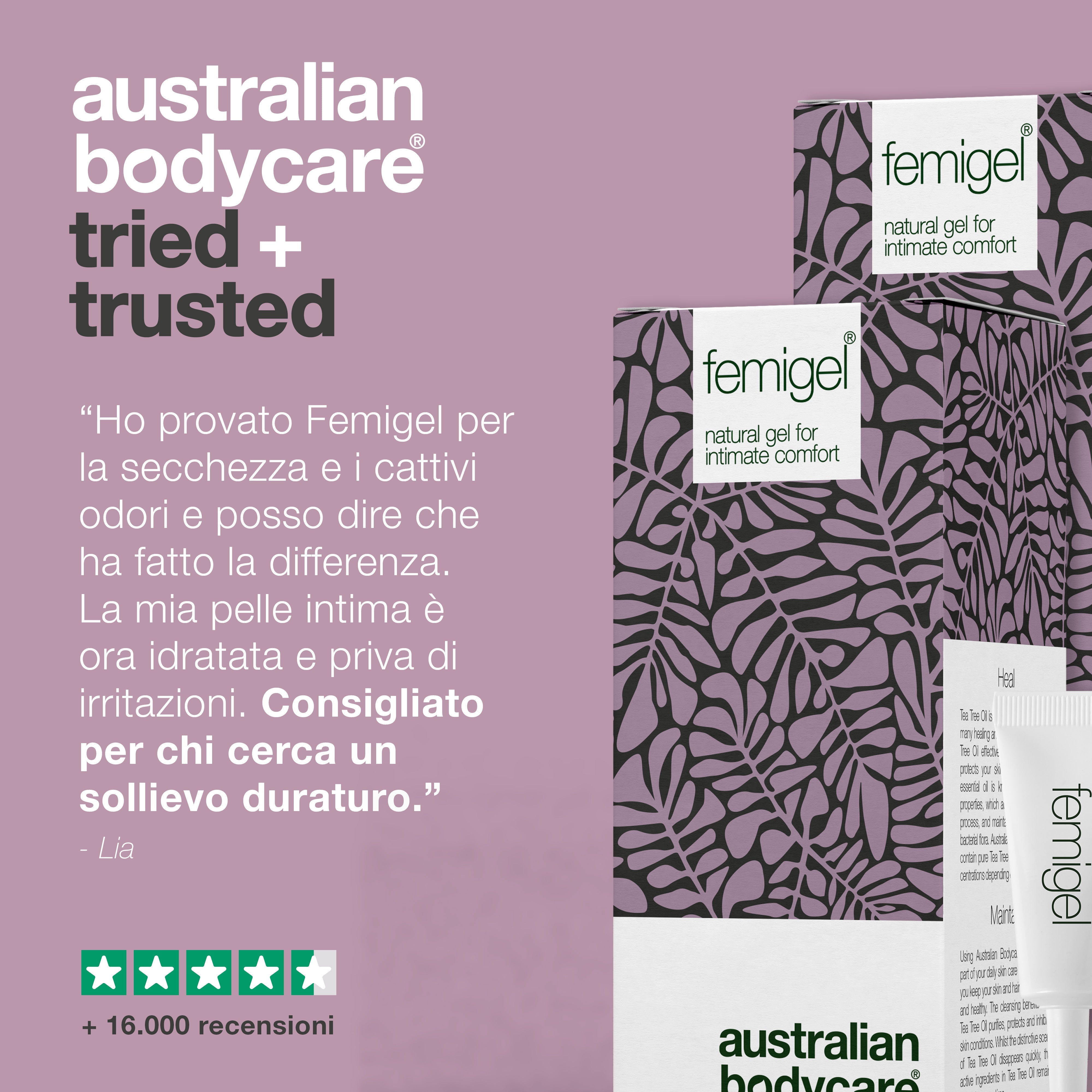30 x Femigel Gel intimo — Gel nutriente contro la secchezza vaginale e l'odore vaginale