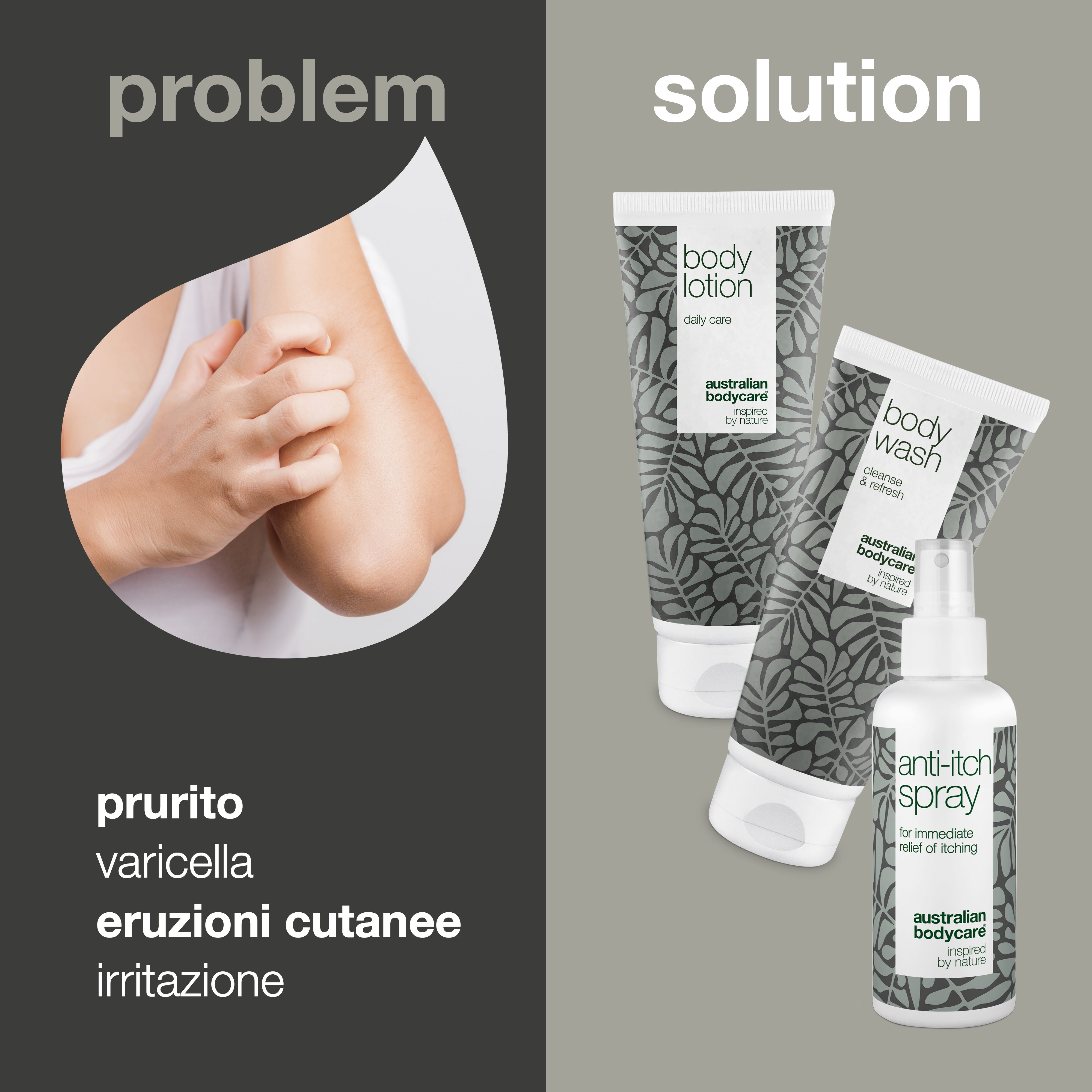 Kit per fermare il prurito in tutto il corpo — 3 prodotti lenitivi per pelle irritata e con prurito in tutto il corpo
