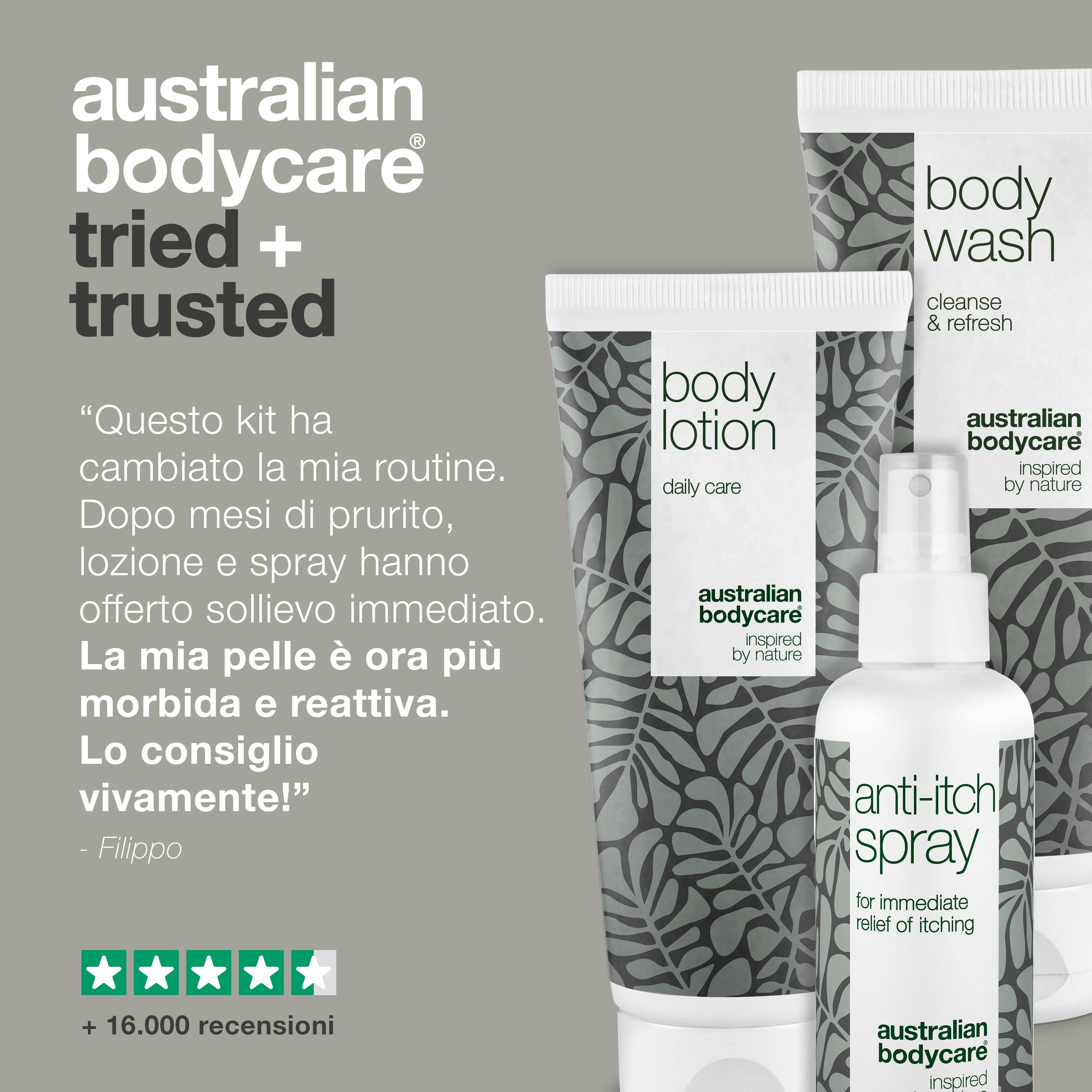 Kit per fermare il prurito in tutto il corpo — 3 prodotti lenitivi per pelle irritata e con prurito in tutto il corpo