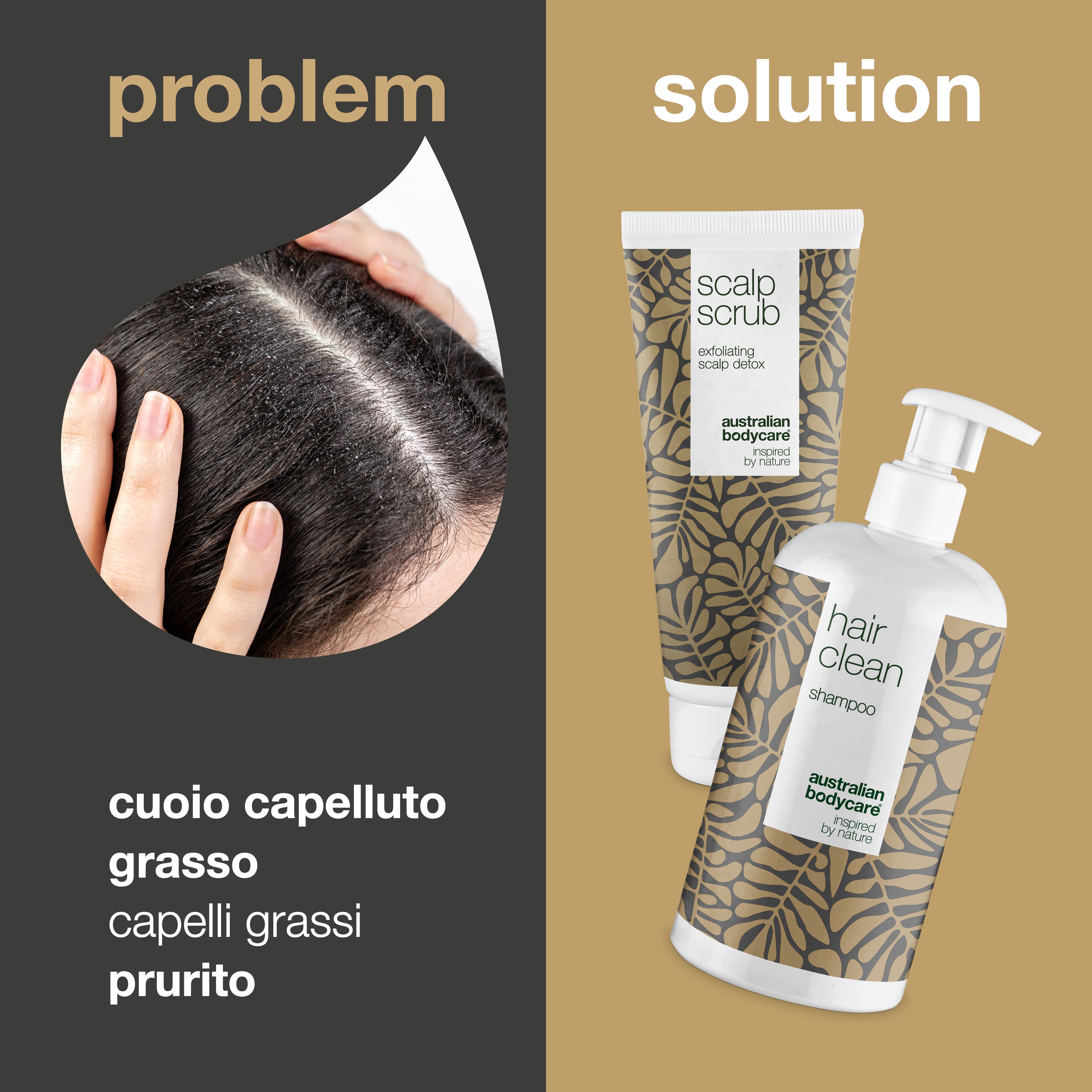 2 prodotti per i brufoli sul cuoio capelluto: scrub e shampoo per il cuoio capelluto con olio di tea tree per i brufoli sul cuoio capelluto