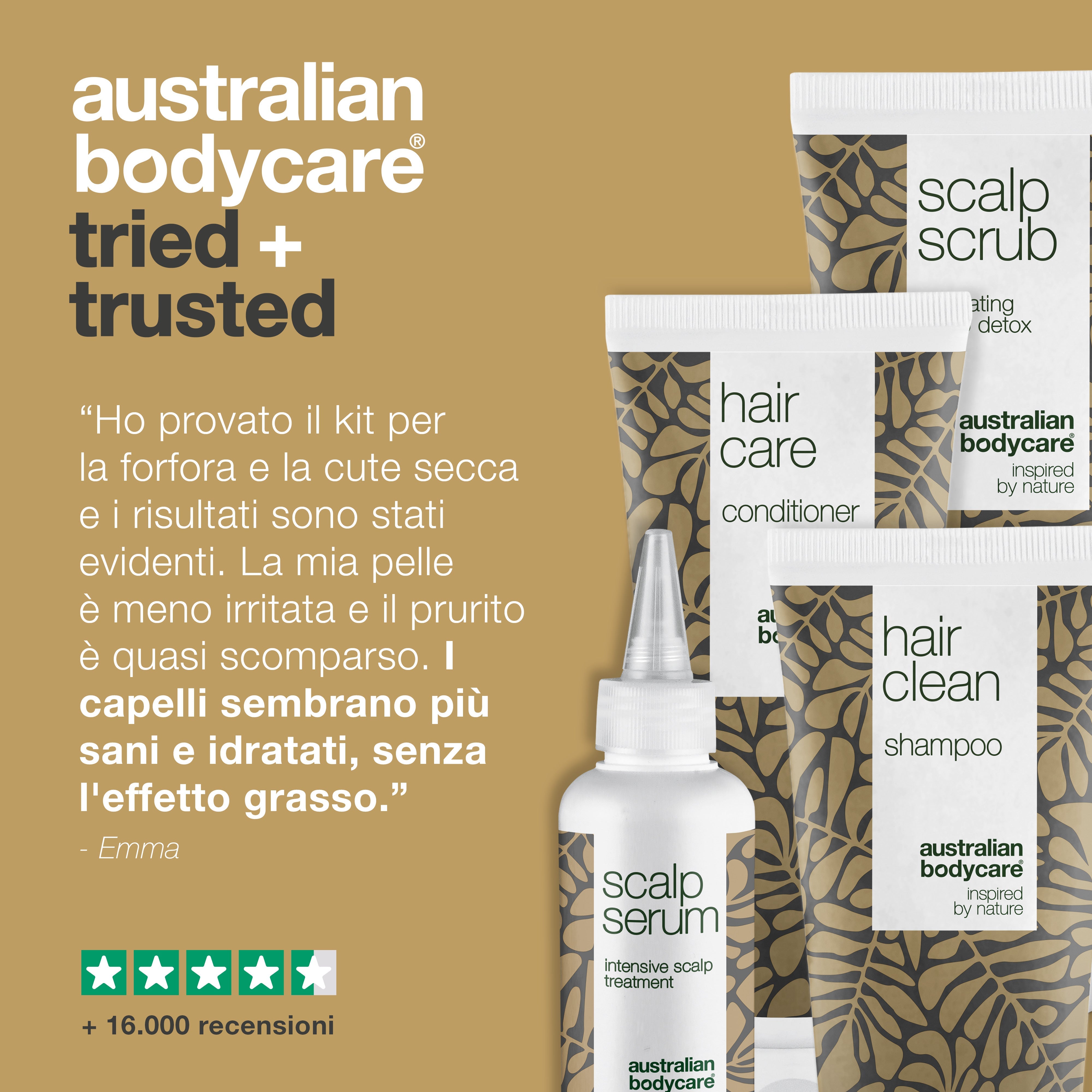 Confezione da 4 per forfora e cuoio capelluto secco - Prodotti per capelli contro forfora, cuoio capelluto secco, capelli pruriginosi o grassi