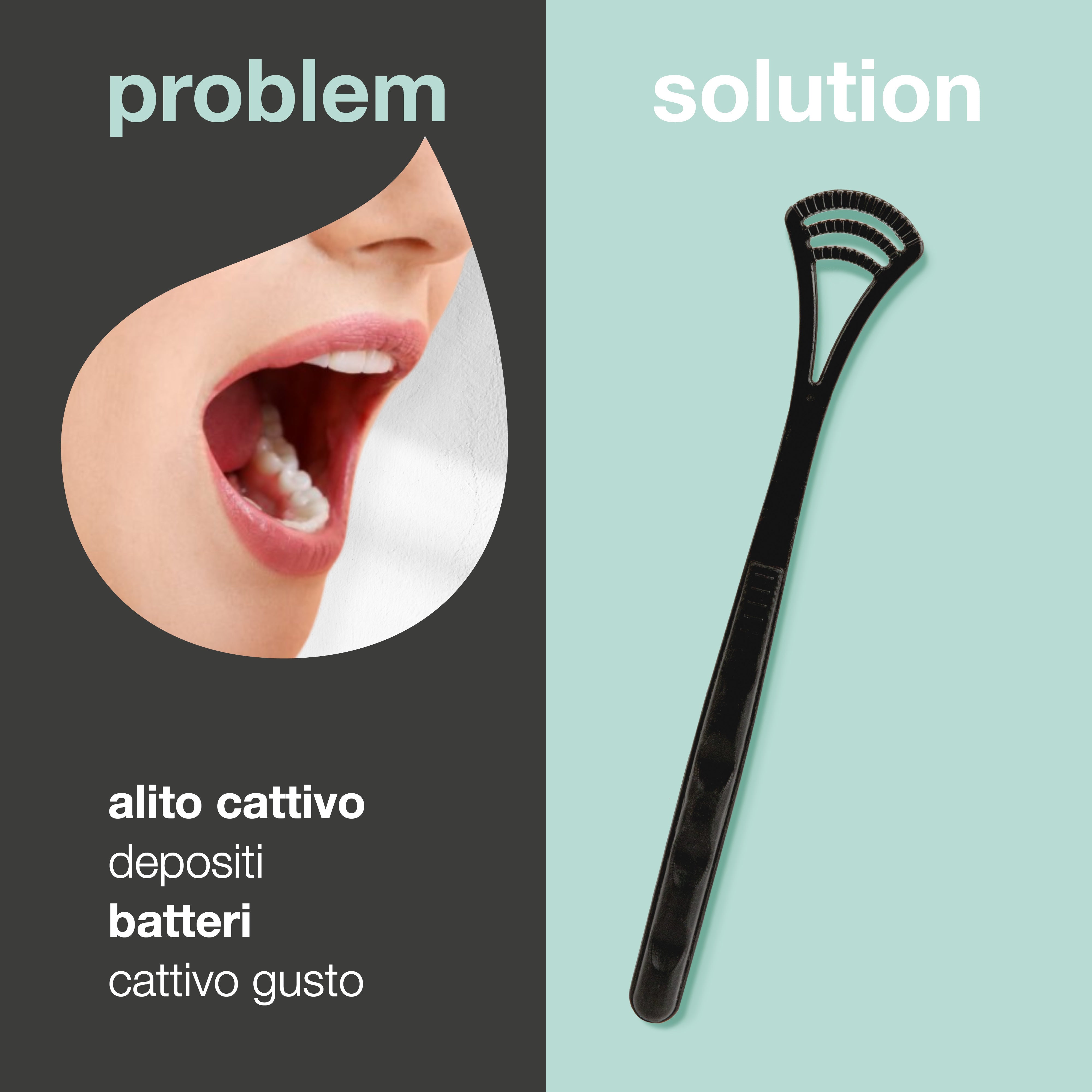 Raschietto per lingua contro placca e batteri nella bocca - Pulisce la lingua e riduce al minimo il rischio di alito cattivo