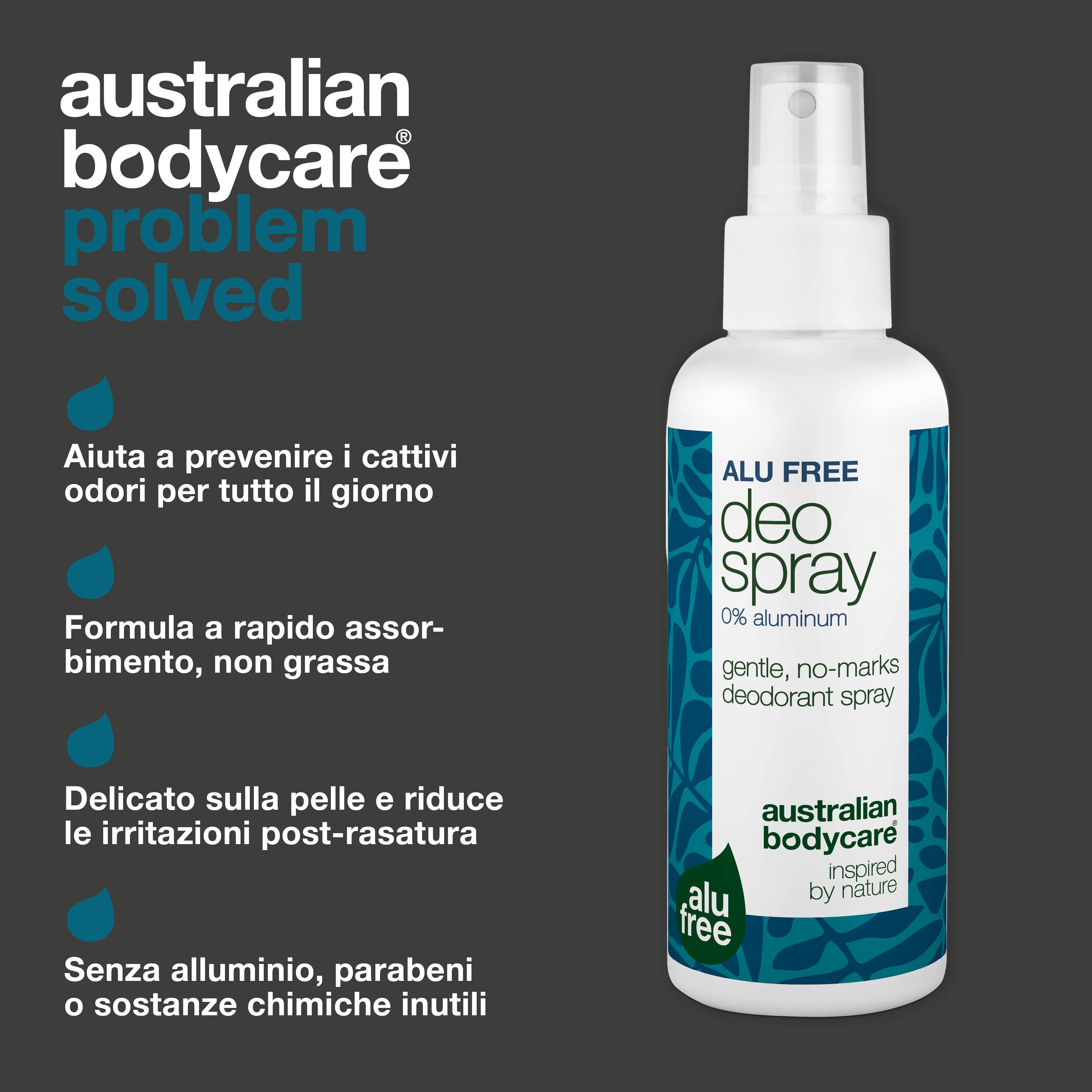 Deodorante spray senza alluminio – Freschezza naturale – Deodorante efficace senza alluminio con ingredienti naturali. Combatte gli odori, asciuga rapidamente e ti mantiene fresco tutto il giorno. Delicato sulla pelle.