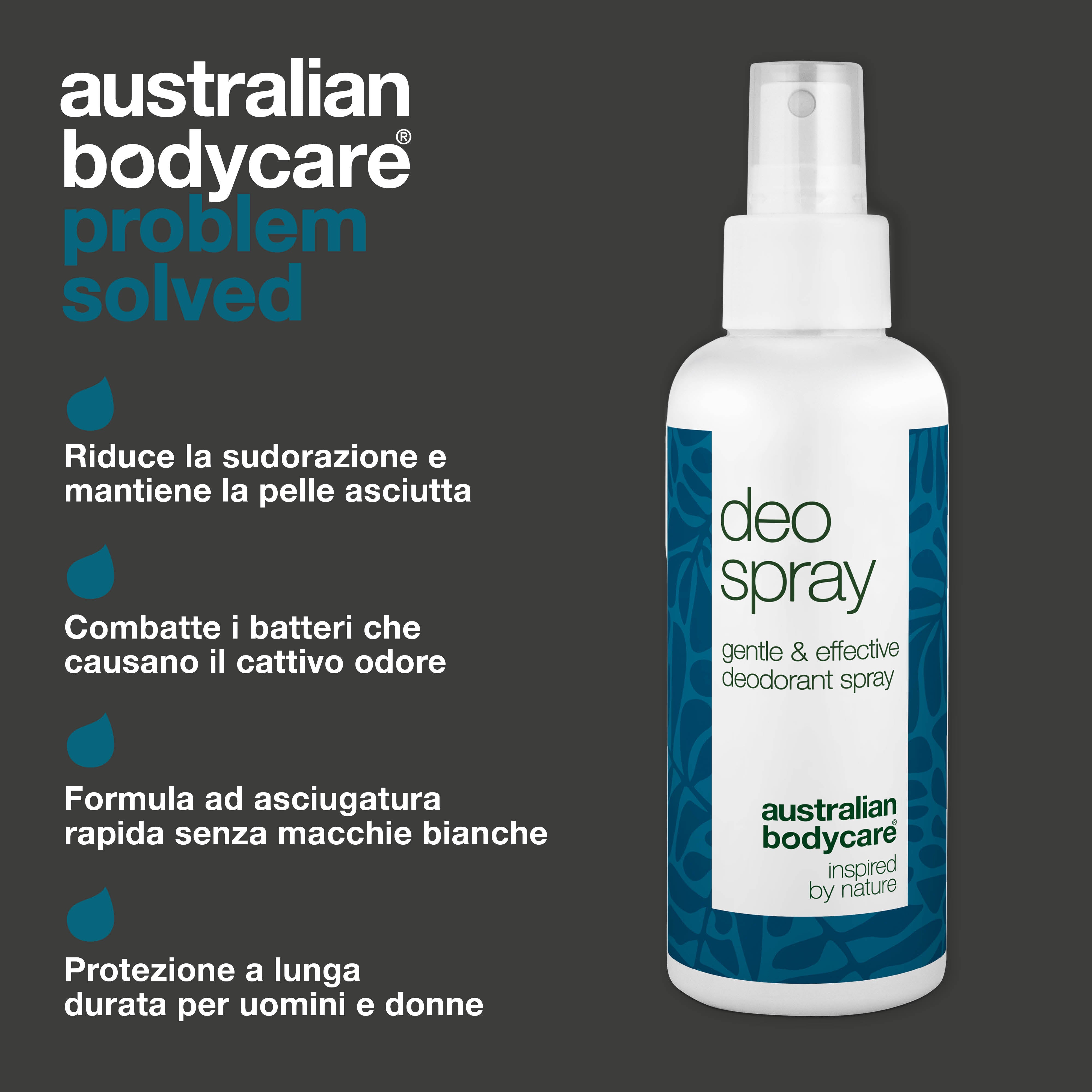 Deodorante Spray Antitraspirante – Contro Sudore e Odori — Controlla la sudorazione e i cattivi odori con questo deodorante a lunga durata. Testato dermatologicamente, adatto a tutti i tipi di pelle.