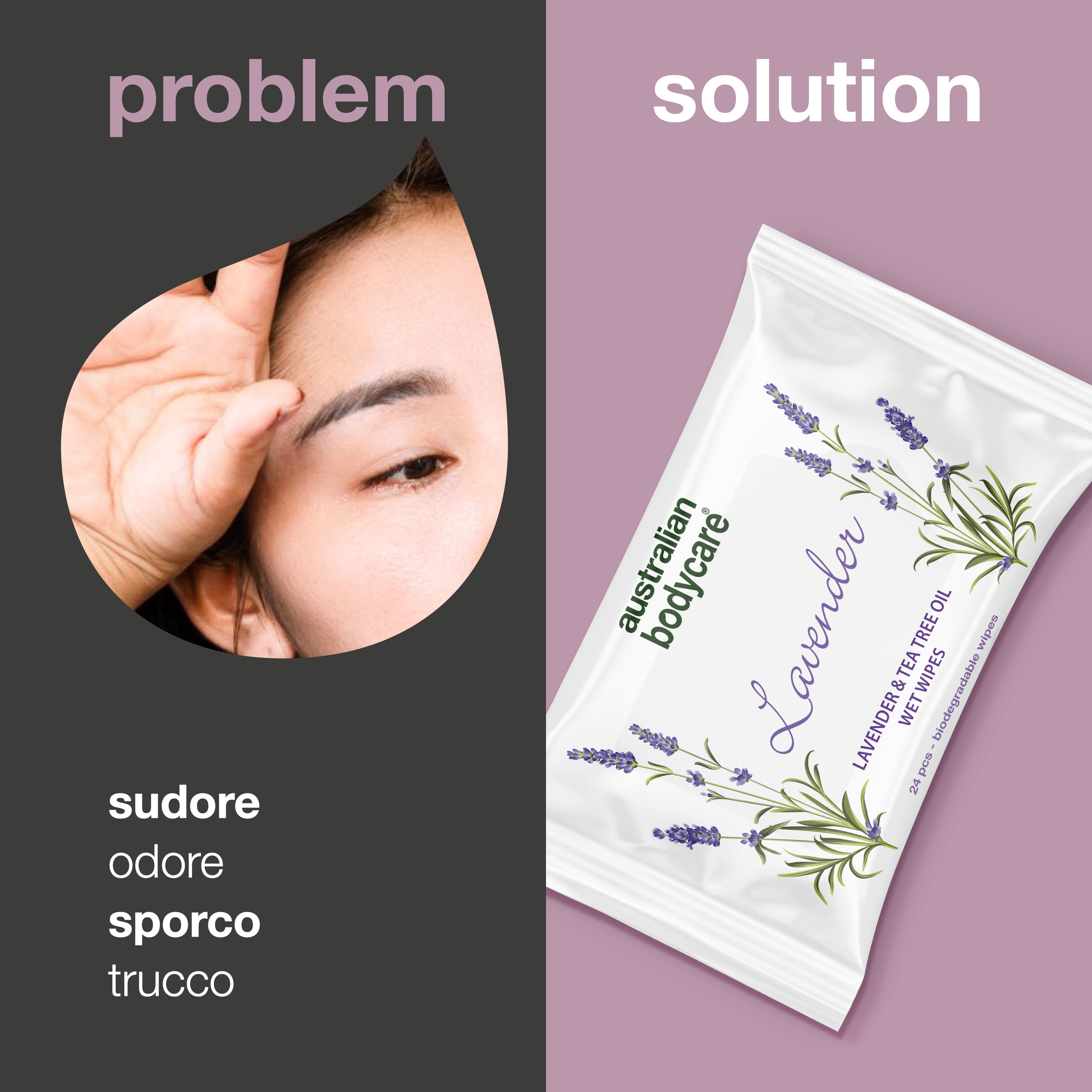 Salviettine umidificate all'olio di lavanda e melaleuca: salviette biodegradabili per pulire e idratare viso e corpo