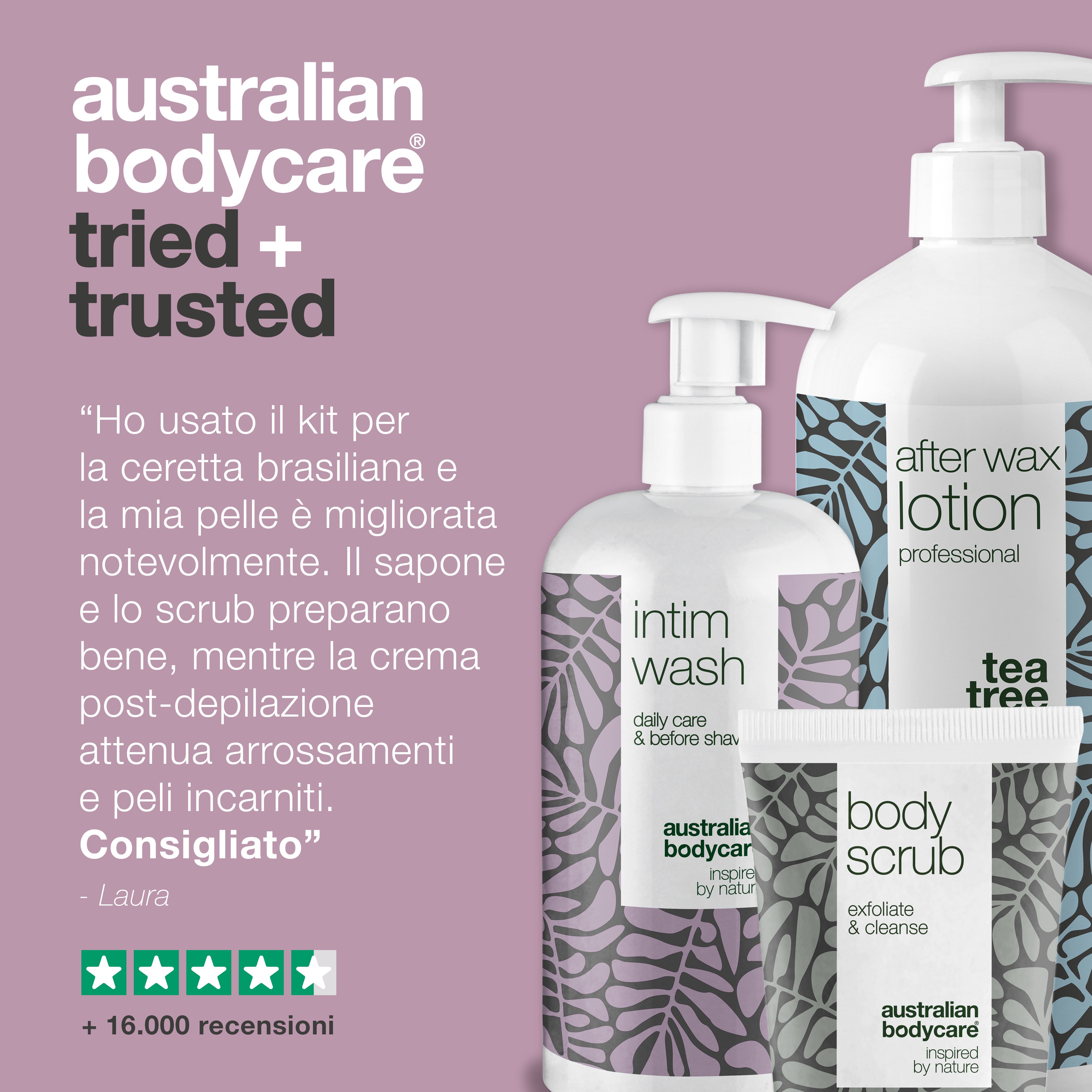 Kit cera brasiliana — 3 prodotti per rimuovere i peli dalla zona bikini e dalla zona intima