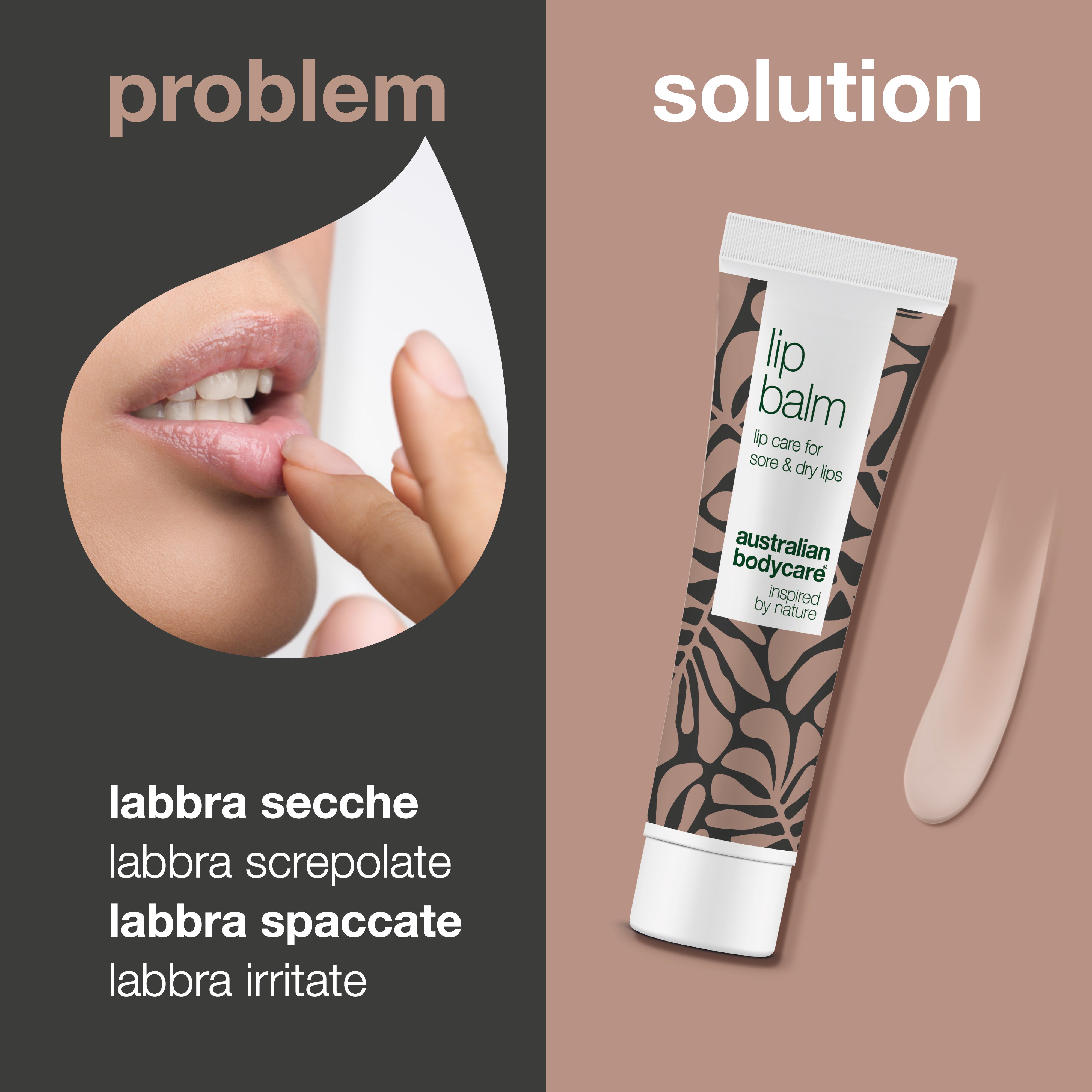 Balsamo per le labbra per la cura delle labbra secche e screpolate — Balsamo per le labbra con olio dell'albero del tè per labbra secche e la cura dell'herpes labiale