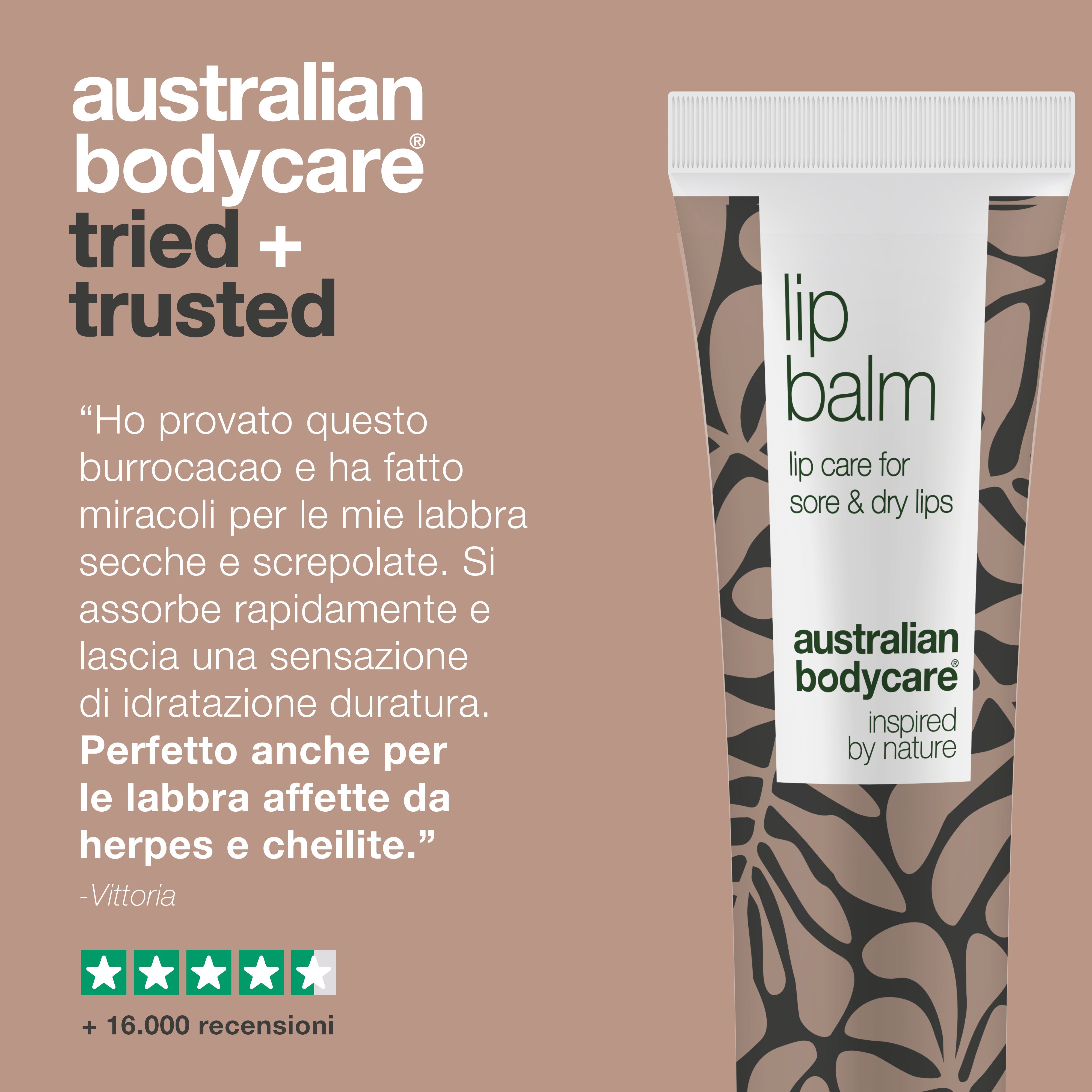 Balsamo per le labbra per la cura delle labbra secche e screpolate — Balsamo per le labbra con olio dell'albero del tè per labbra secche e la cura dell'herpes labiale