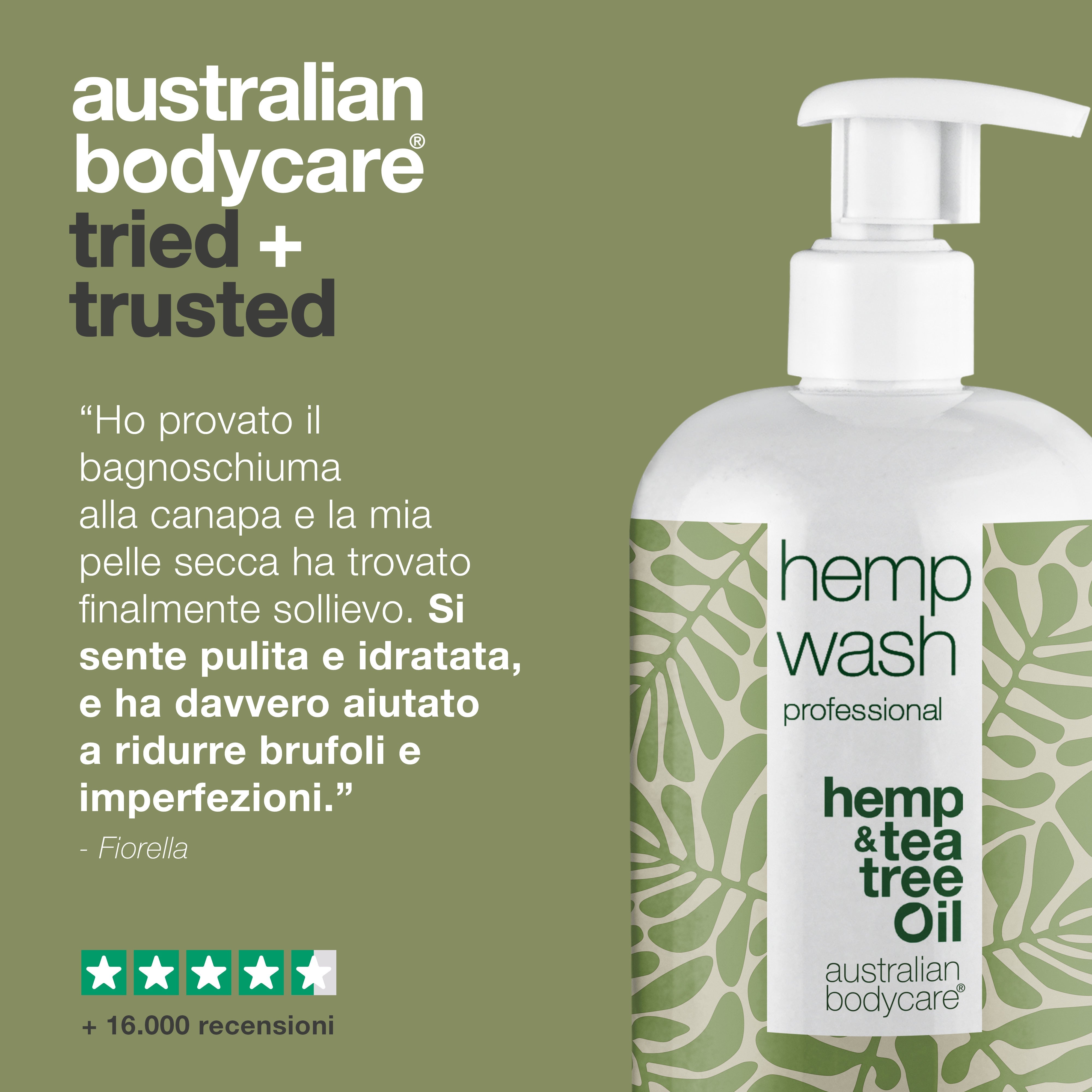Gel doccia detergente alla canapa - Bagnoschiuma con olio di canapa naturale per pelle secca e grassa