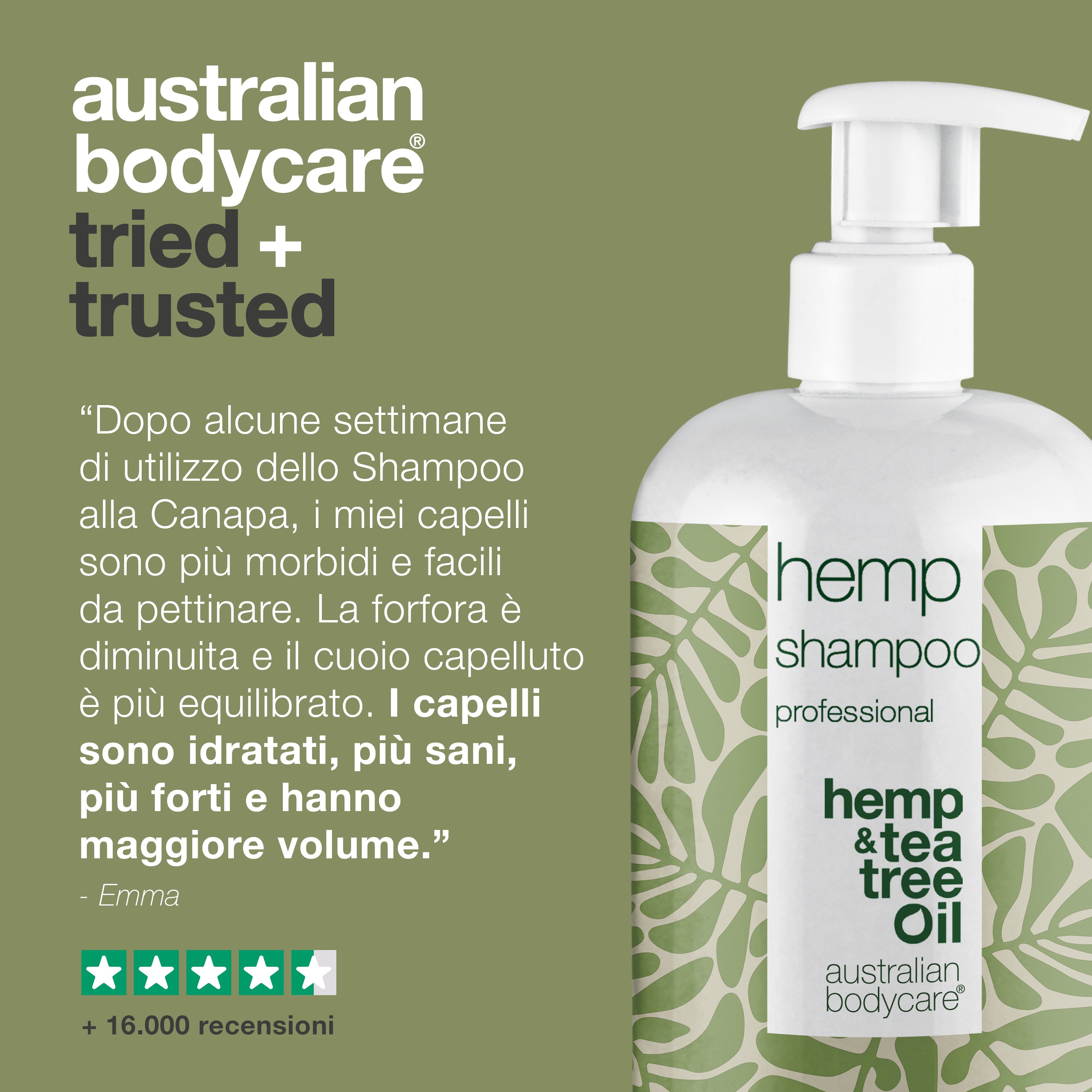 Shampoo alla canapa per capelli secchi e cuoio capelluto equilibrato — Lo shampoo alla canapa idrata e nutre in profondità aiutando a mantenere un cuoio capelluto equilibrato e sano.