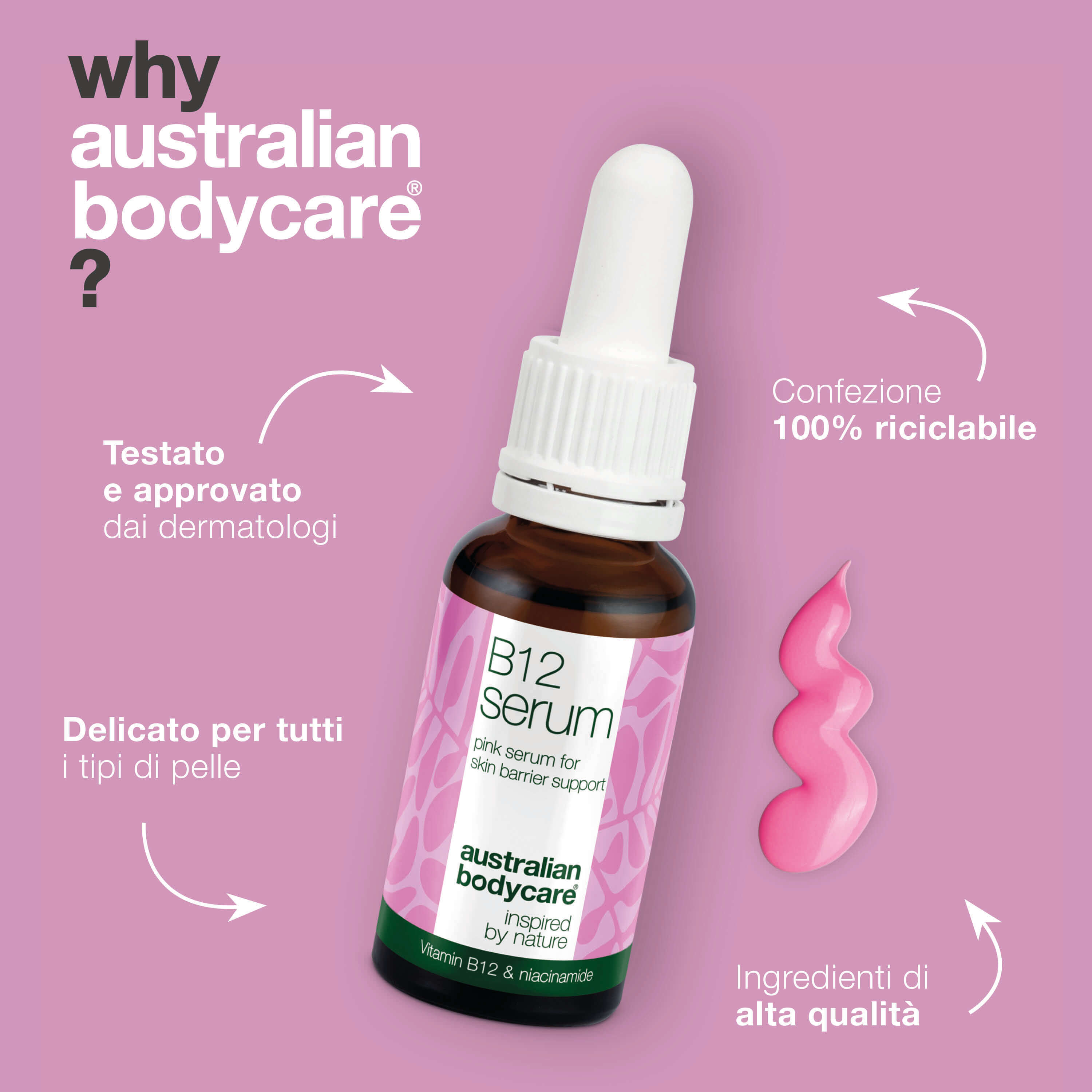 B12 Pink Serum – Riduci rossori e rinforza la barriera cutanea — B12 Pink Serum riduce i rossori e rinforza la barriera cutanea. Ideale per pelle secca e sensibile. Scopri una pelle sana & luminosa.