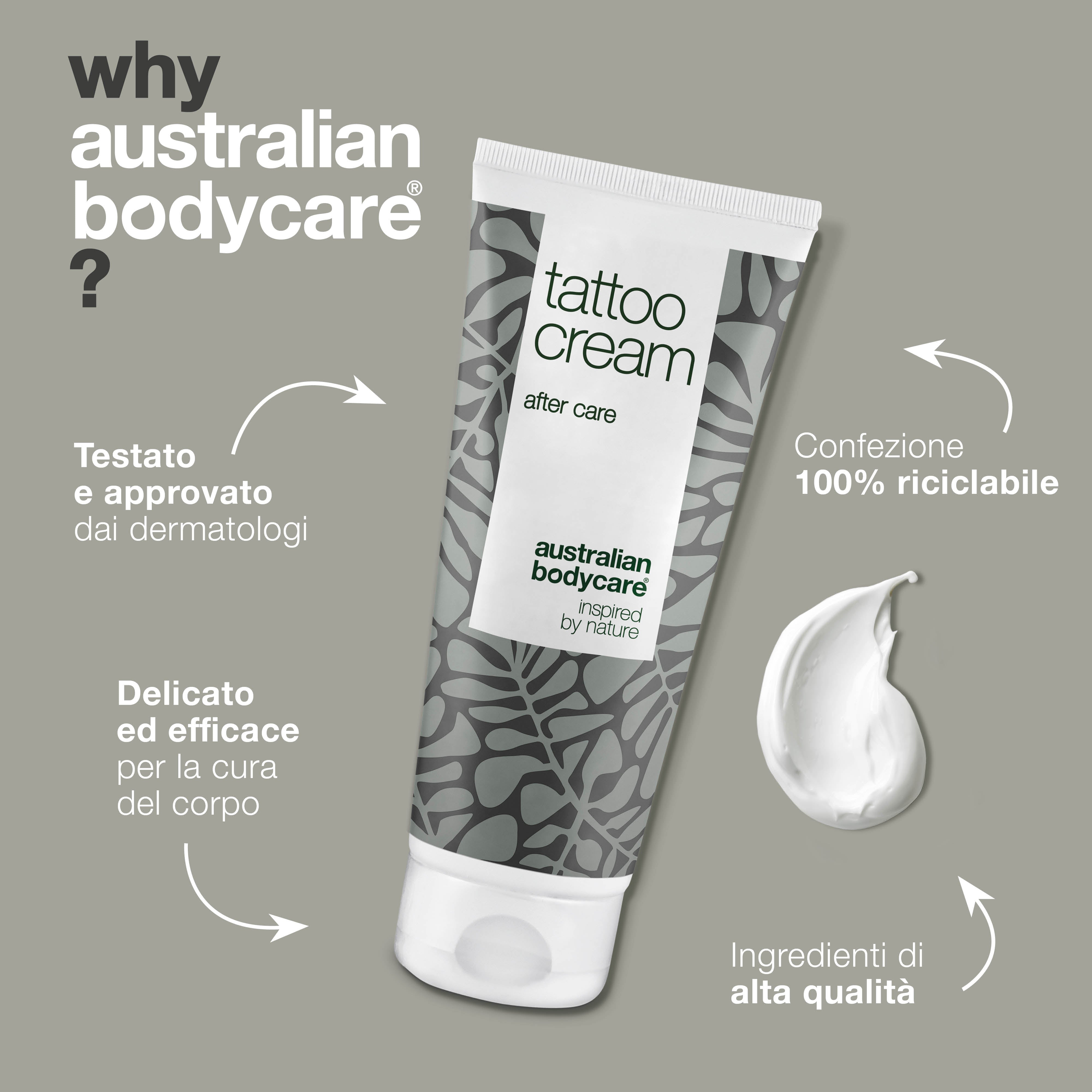 Crema per tatuaggi - Lenisce, idrata e preserva il colore - La crema per tatuaggi con pantenolo e olio di ricino idrata, protegge e nutre i tatuaggi. Mantiene i colori vibranti e la pelle morbida.