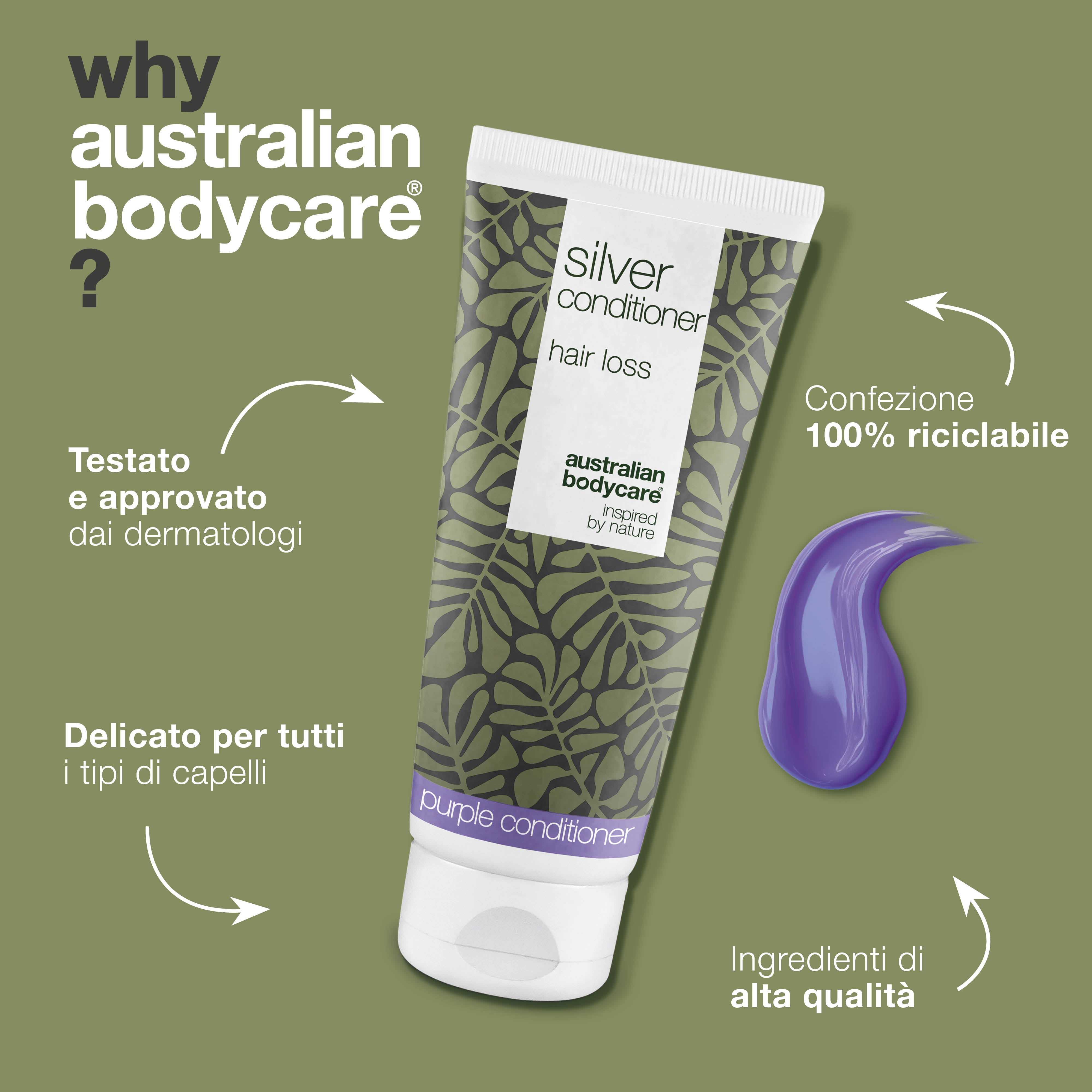 Balsamo per capelli grigi/biondi – Anti-caduta dei capelli — Il balsamo Silver riduce la caduta dei capelli, neutralizza i toni gialli e lascia i capelli grigi/biondi morbidi e lucenti.