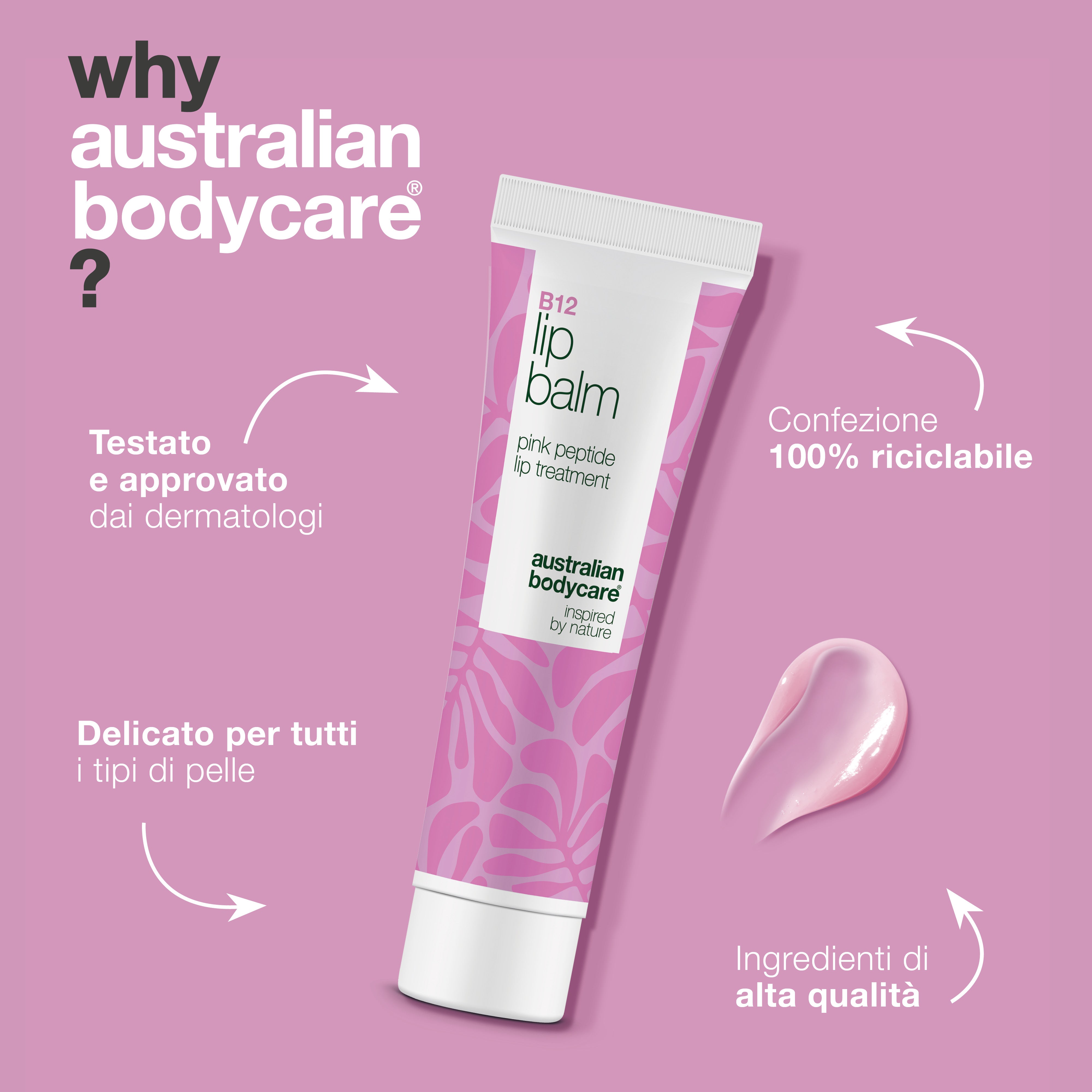 Balsamo per labbra con B12 – Umidità nutriente per labbra carnose – Ottieni labbra morbide e carnose con il balsamo per labbra B12. Idrata intensamente, leviga le linee sottili e previene la secchezza: perfetto per la cura quotidiana!