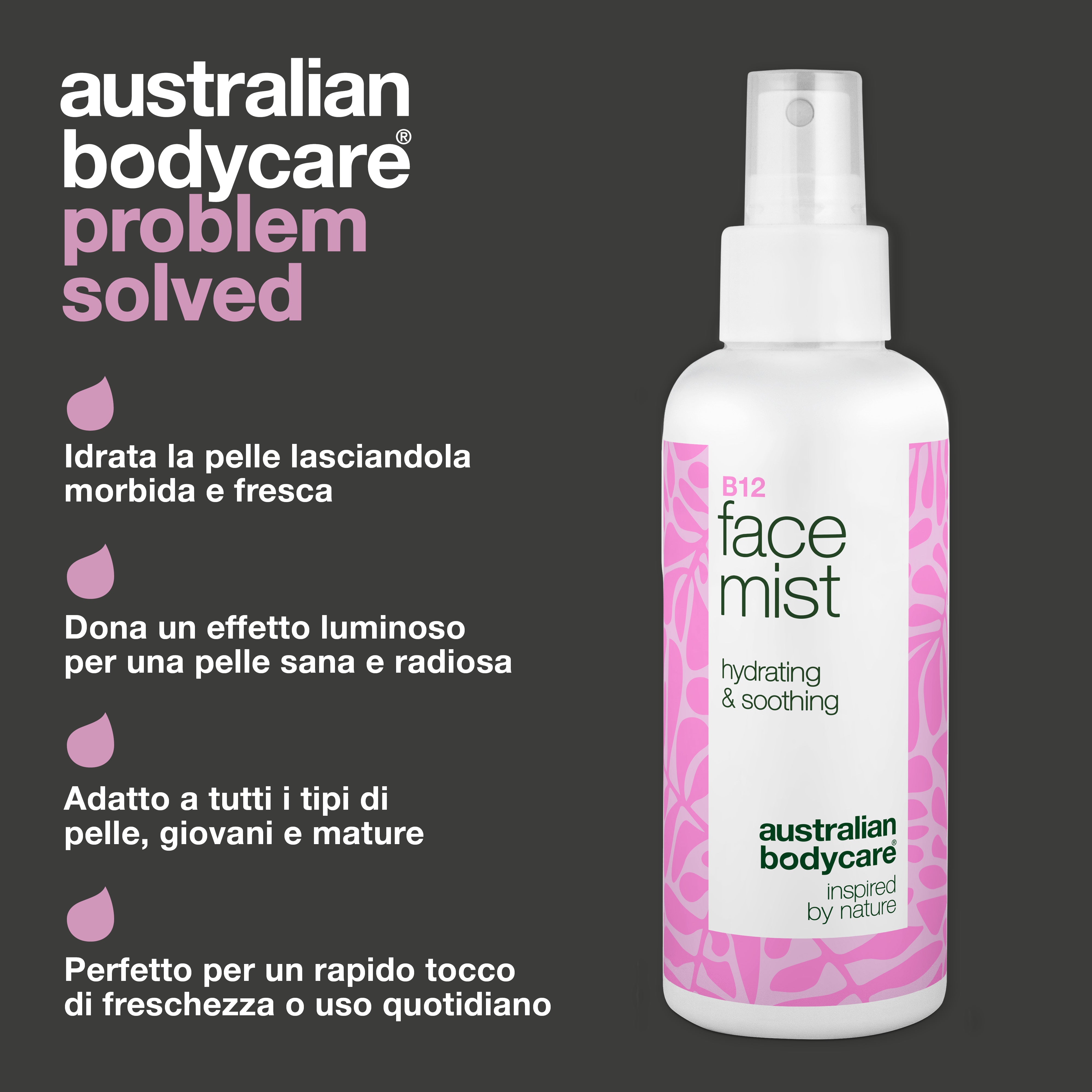 B12 Face Mist – Spray idratante per una pelle fresca e luminosa – B12 Face Mist idrata e rinfresca la pelle. Ideale per l'uso quotidiano o per una rapida ricarica durante il giorno.